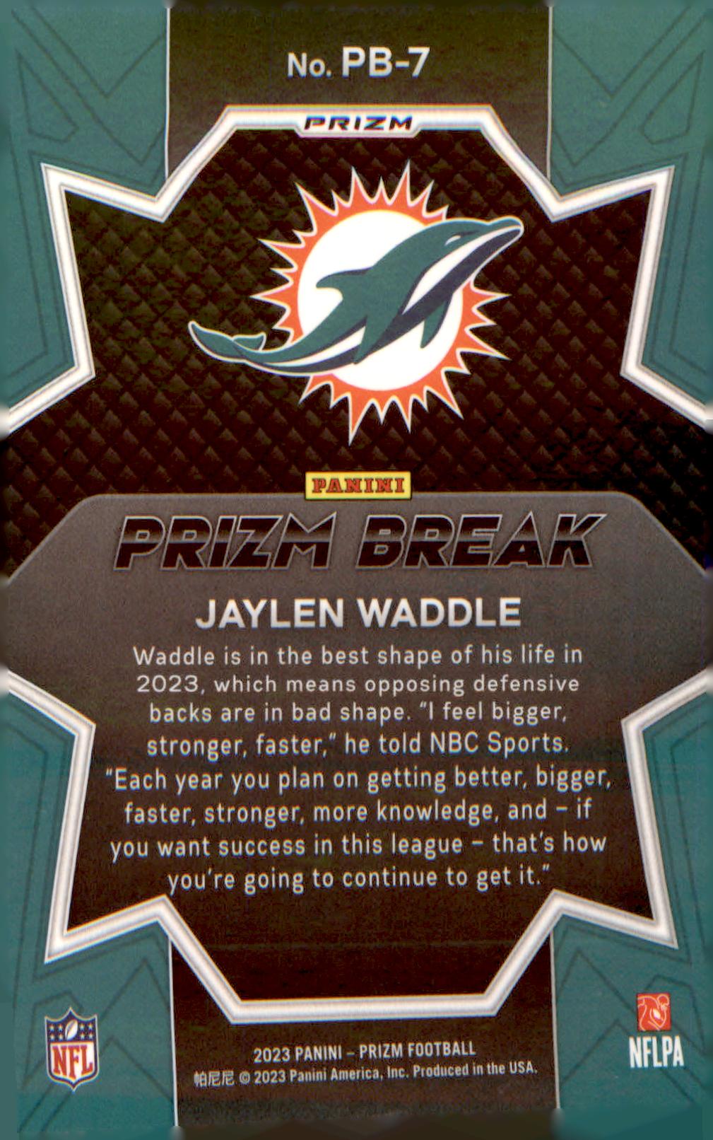 2023 Panini Prizm Prizm Break Prizms Green #PB-7 Jaylen Waddle - Veteran Sports Cards FL
