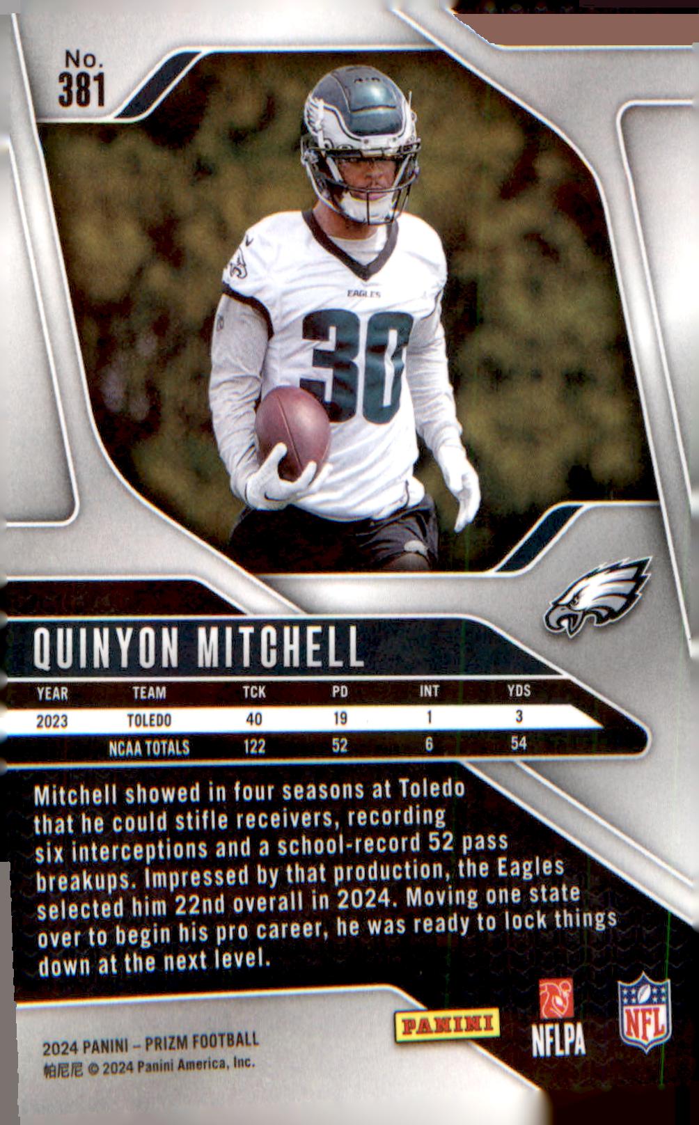2024 Panini Prizm #381 Quinyon Mitchell Rookie RC - Veteran Sports Cards FL
