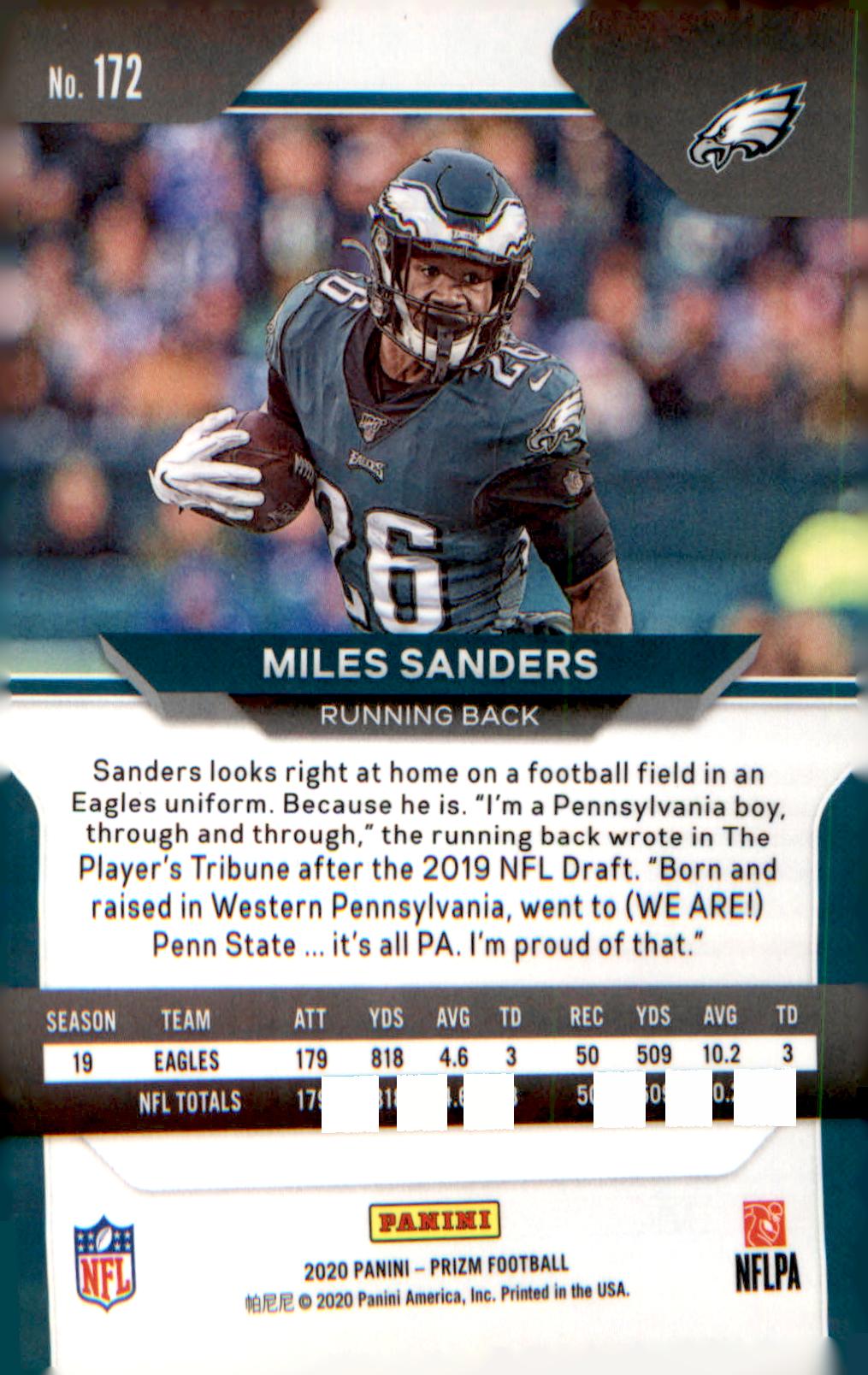 2020 Panini Prizm #172 Miles Sanders - Veteran Sports Cards FL