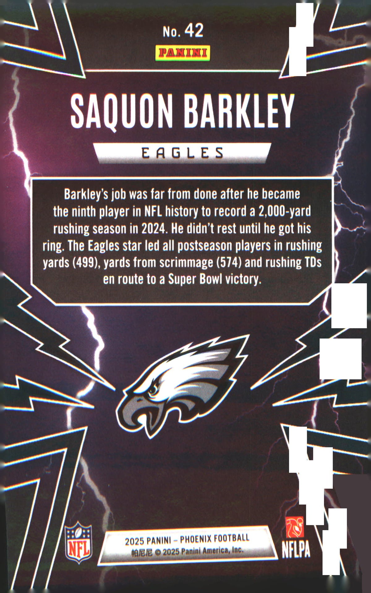 2025 Panini Phoenix Thunderbirds #42 Saquon Barkley - Veteran Sports Cards FL