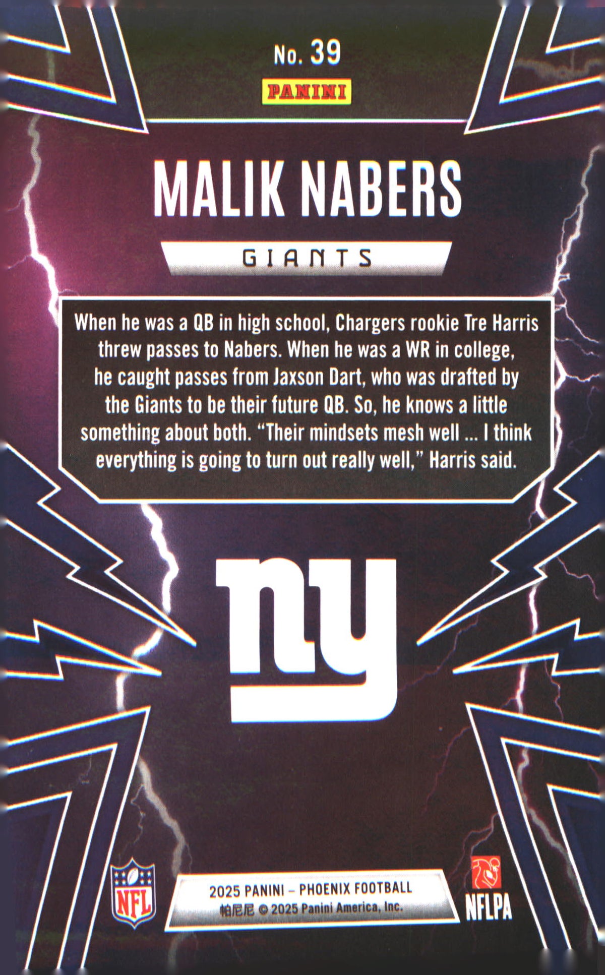 2025 Panini Phoenix Thunderbirds #39 Malik Nabers - Veteran Sports Cards FL