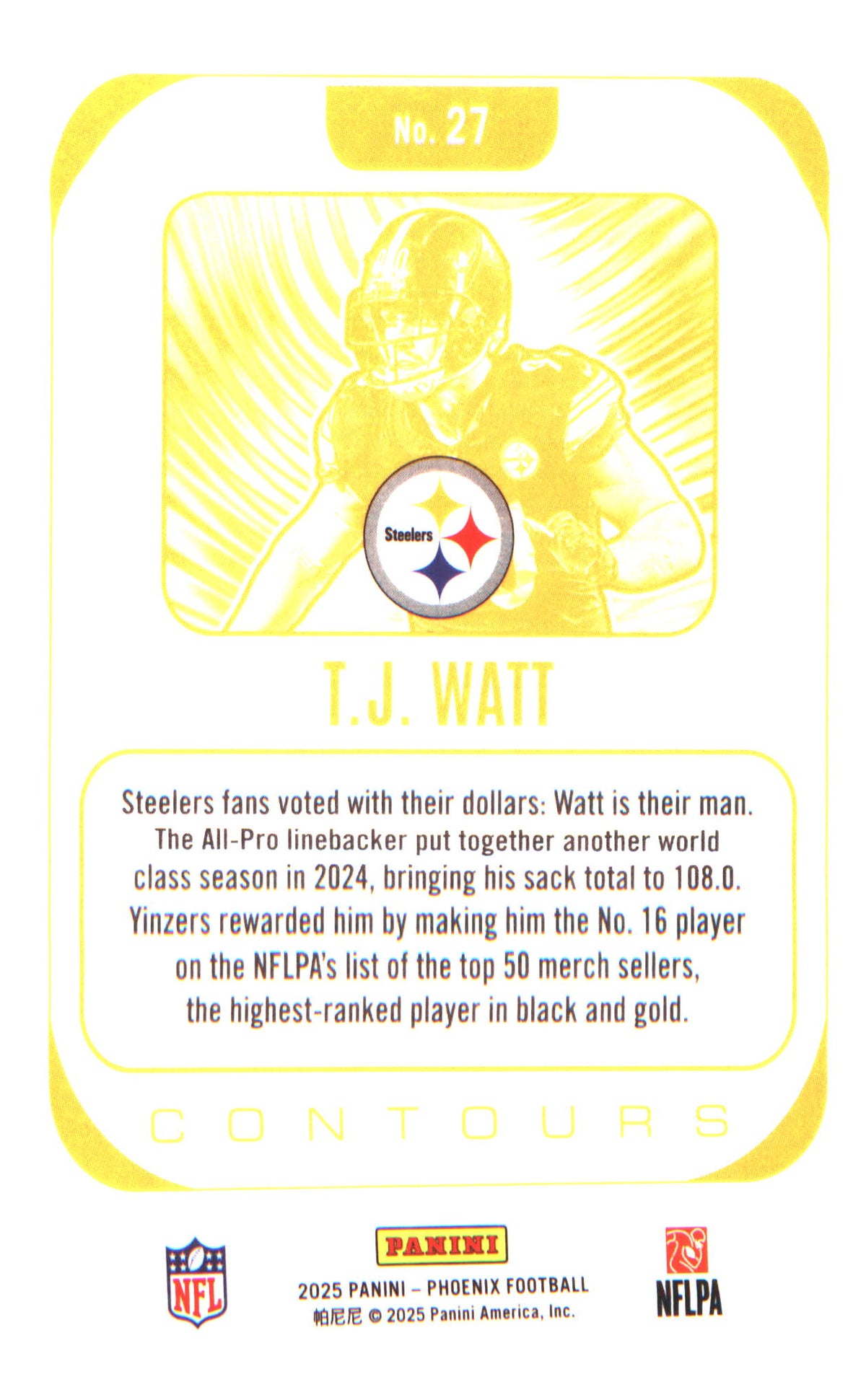 2025 Panini Phoenix Contours #27 T.J. Watt - Veteran Sports Cards FL
