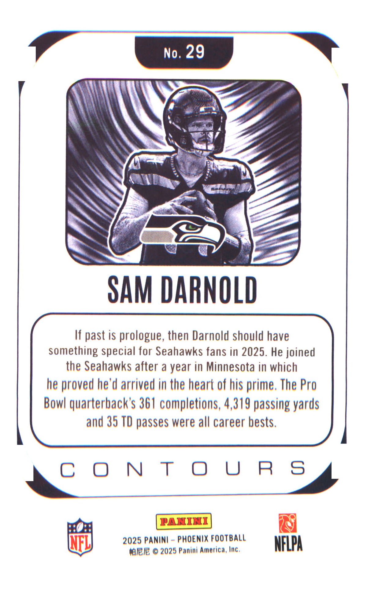 2025 Panini Phoenix Contours #29 Sam Darnold - Veteran Sports Cards FL
