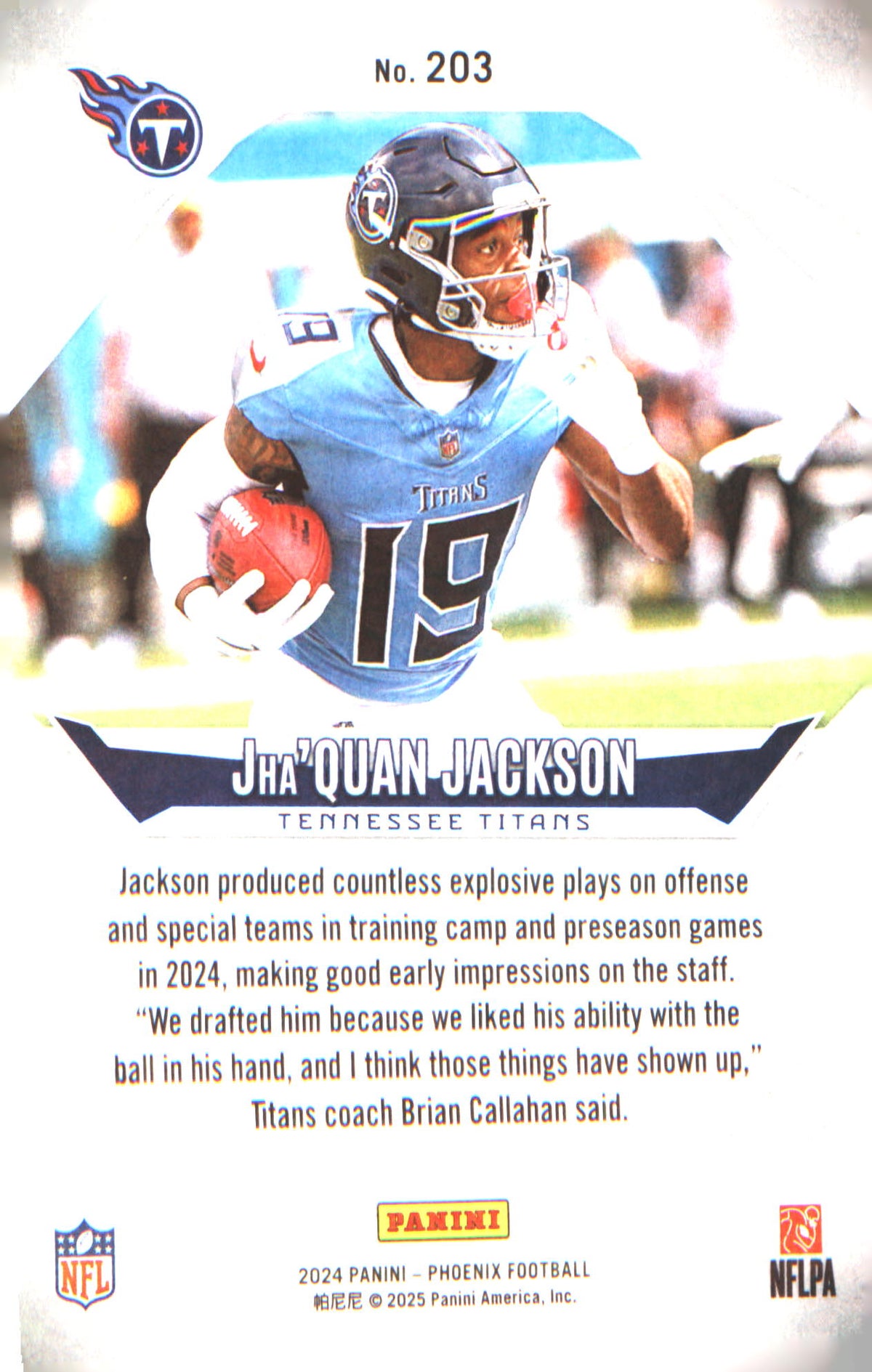 2024 Panini Phoenix Blue Fade #203 Jha'Quan Jackson Rookie SN,RC #/249 - Veteran Sports Cards FL