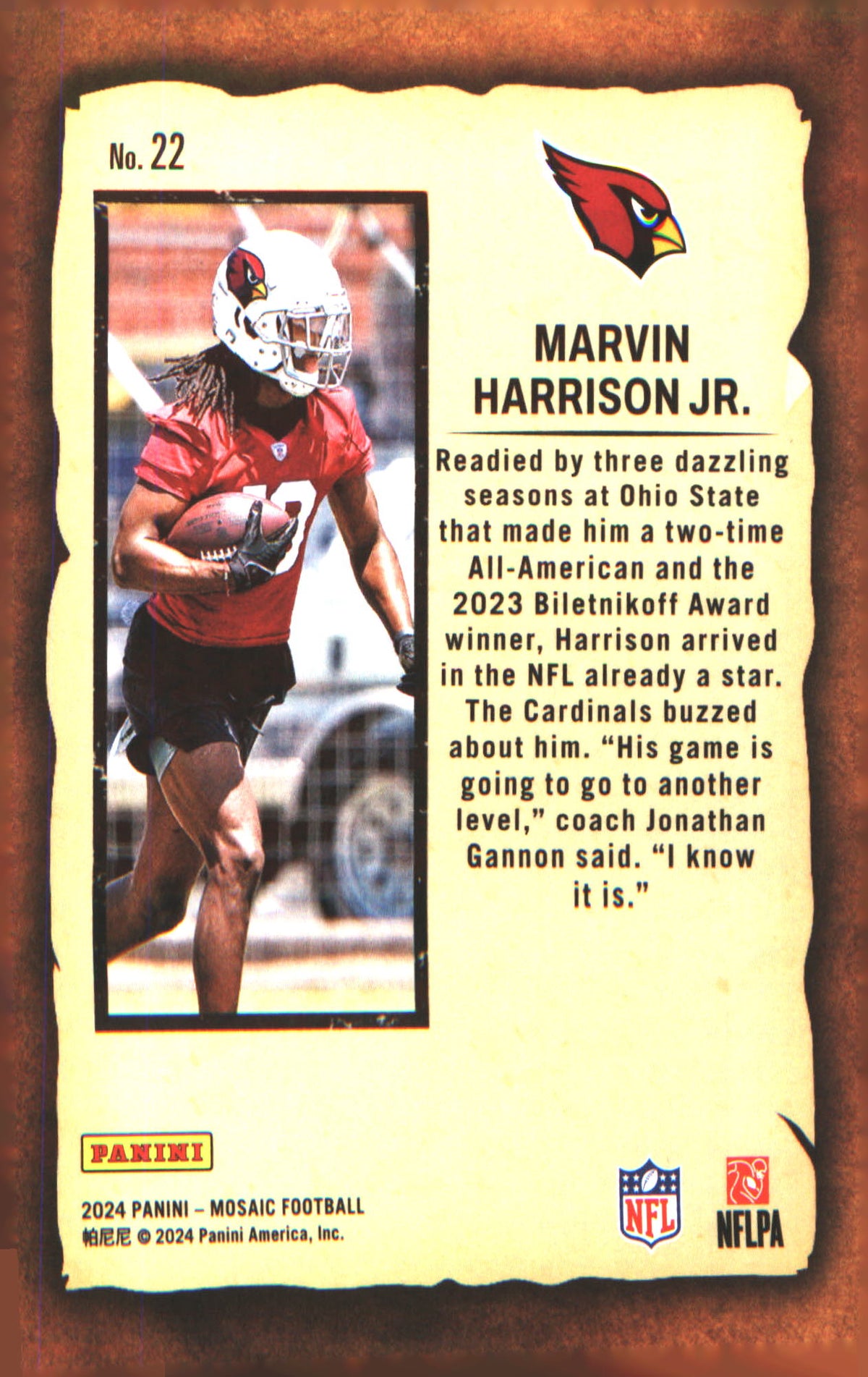 2024 Panini Mosaic Notoriety #22 Marvin Harrison Jr. - Veteran Sports Cards FL