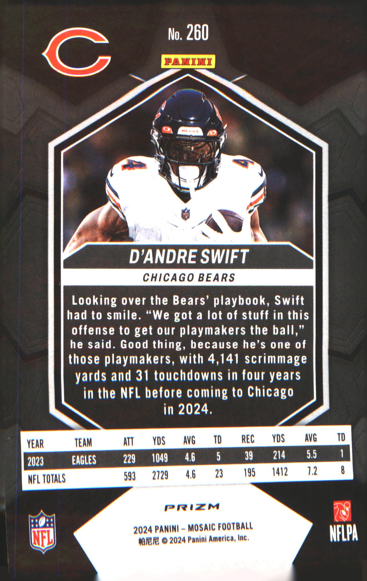 2024 Panini Mosaic Mosaic #260 D'Andre Swift - Veteran Sports Cards FL