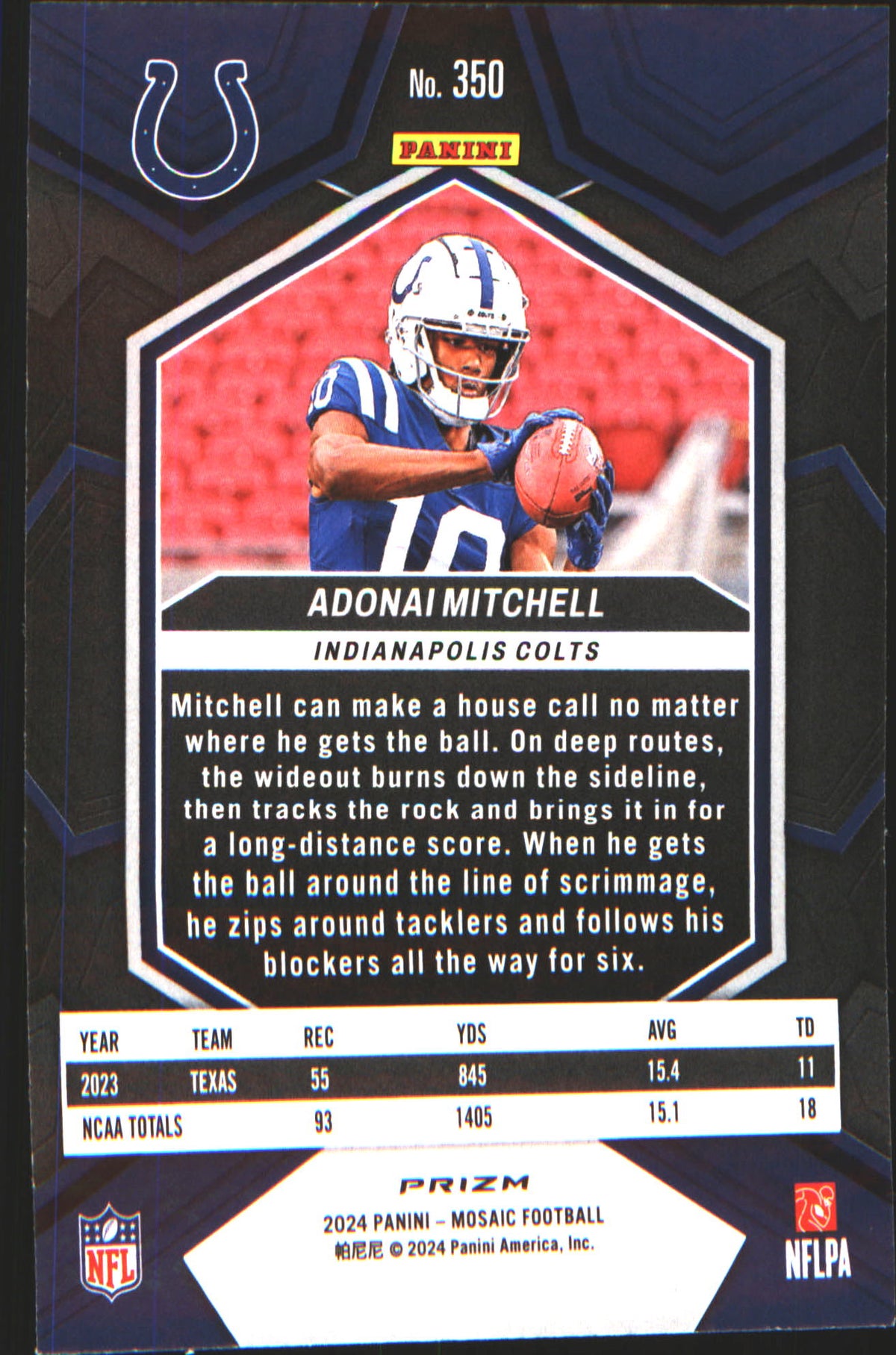 2024 Panini Mosaic Mosaic Green #350 Adonai Mitchell - Veteran Sports Cards FL