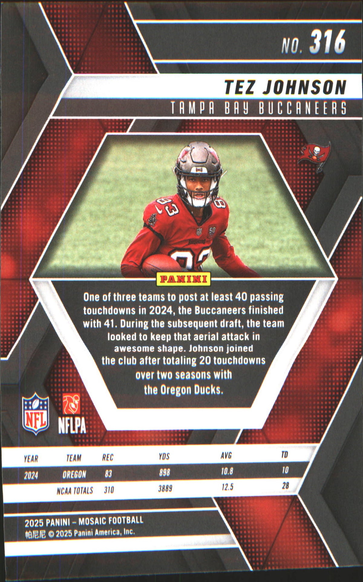 2025 Panini Mosaic #316 Tez Johnson Rookie RC - Veteran Sports Cards FL