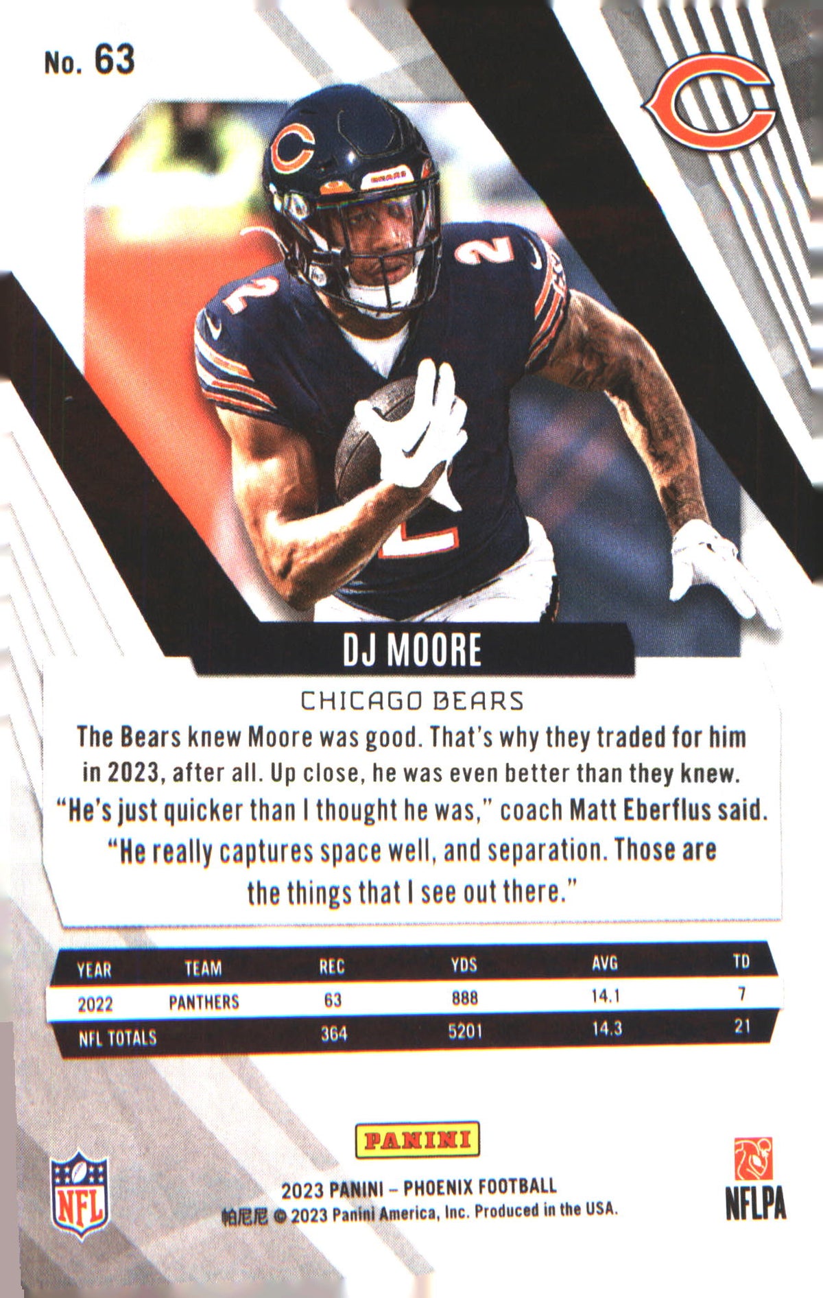 2023 Panini Phoenix #63 DJ Moore - Veteran Sports Cards FL