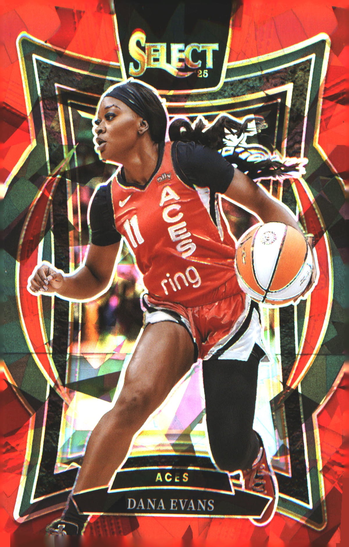 2025 Panini WNBA Select Red Cracked Ice #1 Dana Evans SN/299 - Veteran Sports Cards FL