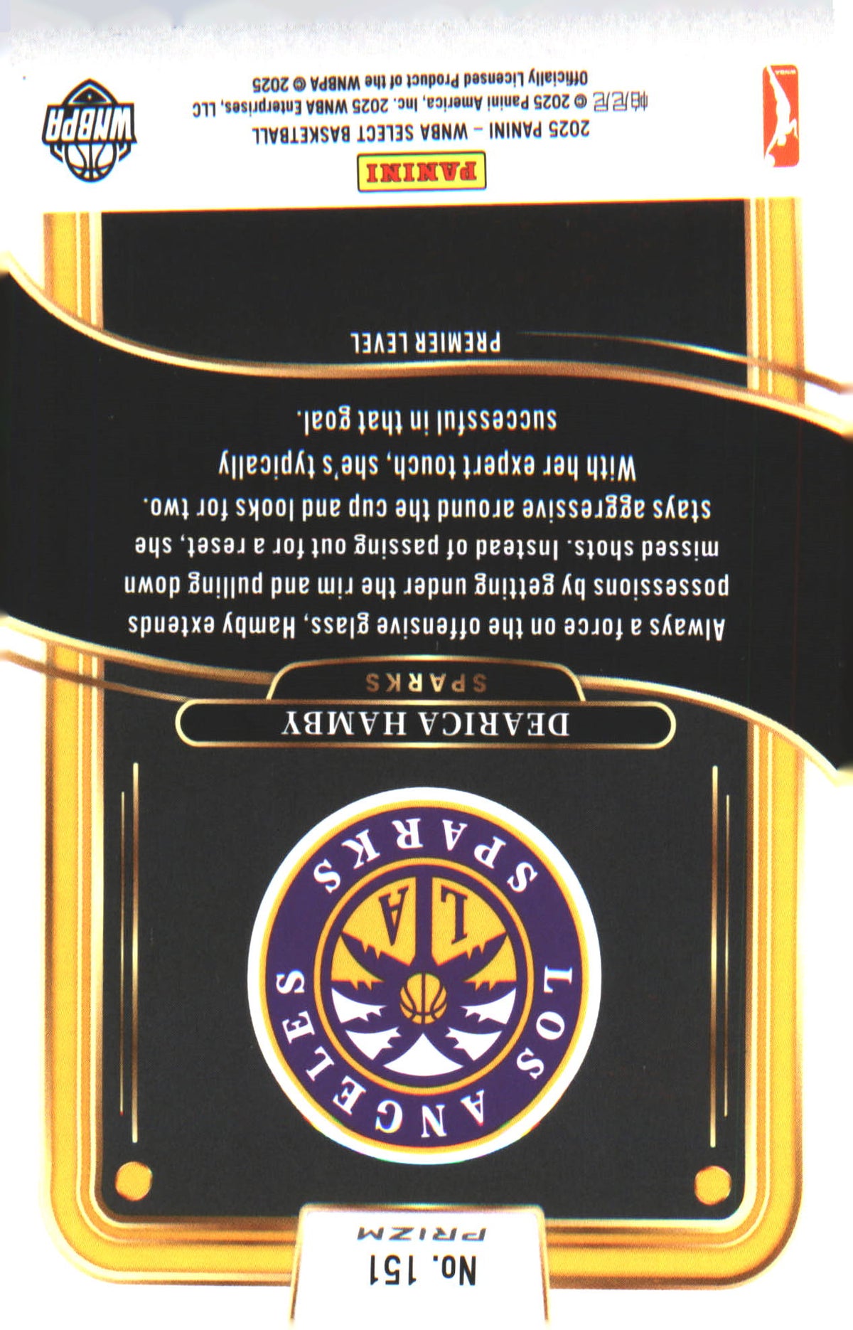 2025 Panini Select WNBA Silver Prizms #151 Dearica Hamby - Veteran Sports Cards FL