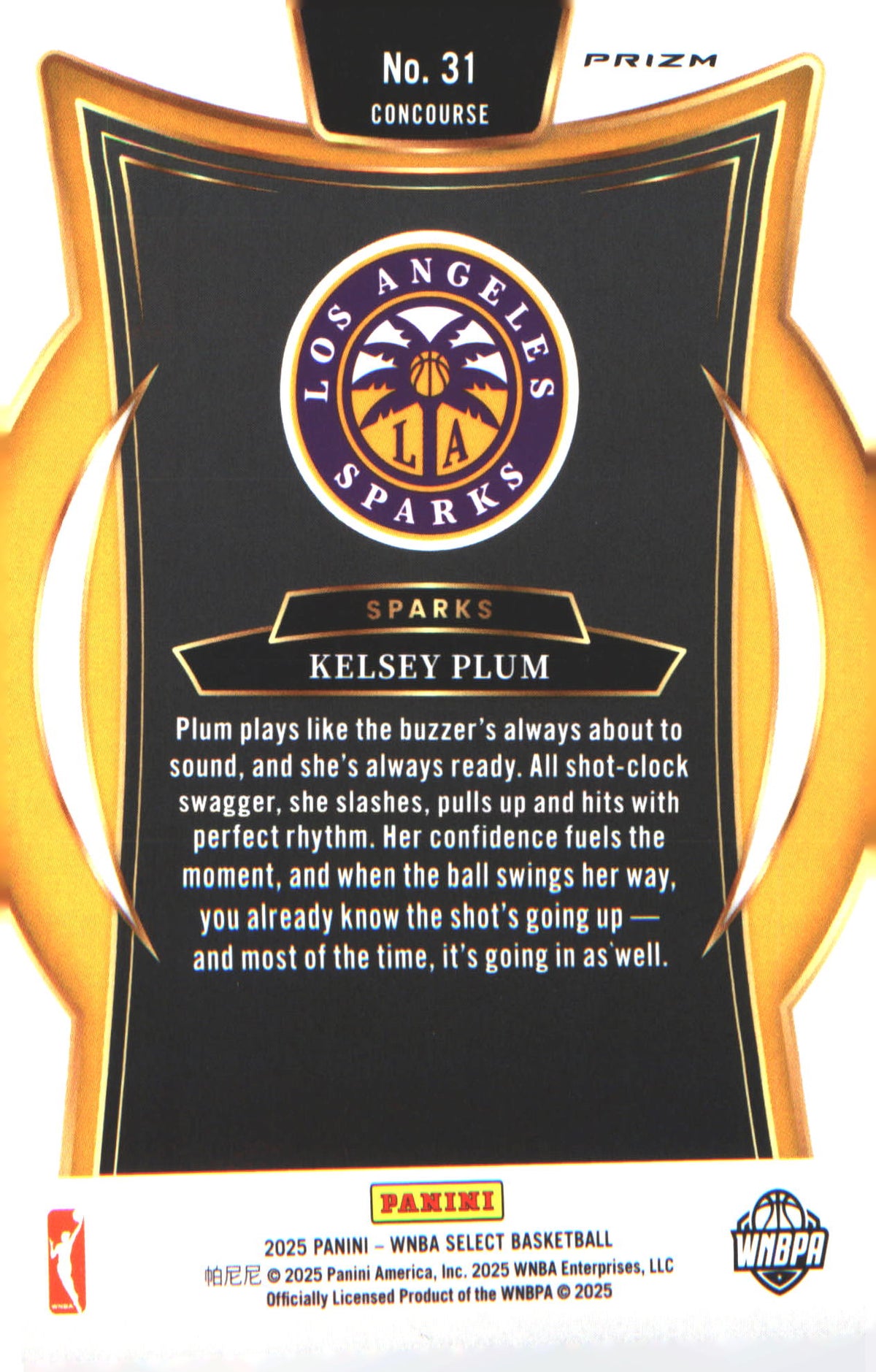 2025 Panini Select WNBA Pink Ice Prizms #31 Kelsey Plum - Veteran Sports Cards FL