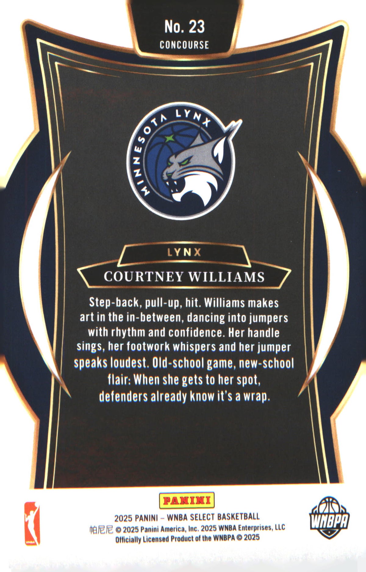 2025 Panini Select WNBA #23 Courtney Williams - Veteran Sports Cards FL