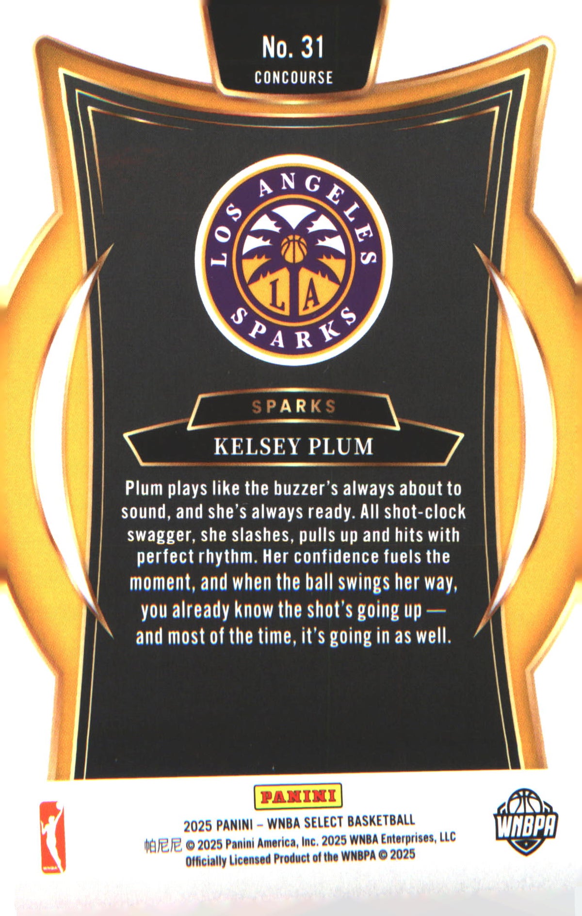 2025 Panini Select WNBA #31 Kelsey Plum - Veteran Sports Cards FL