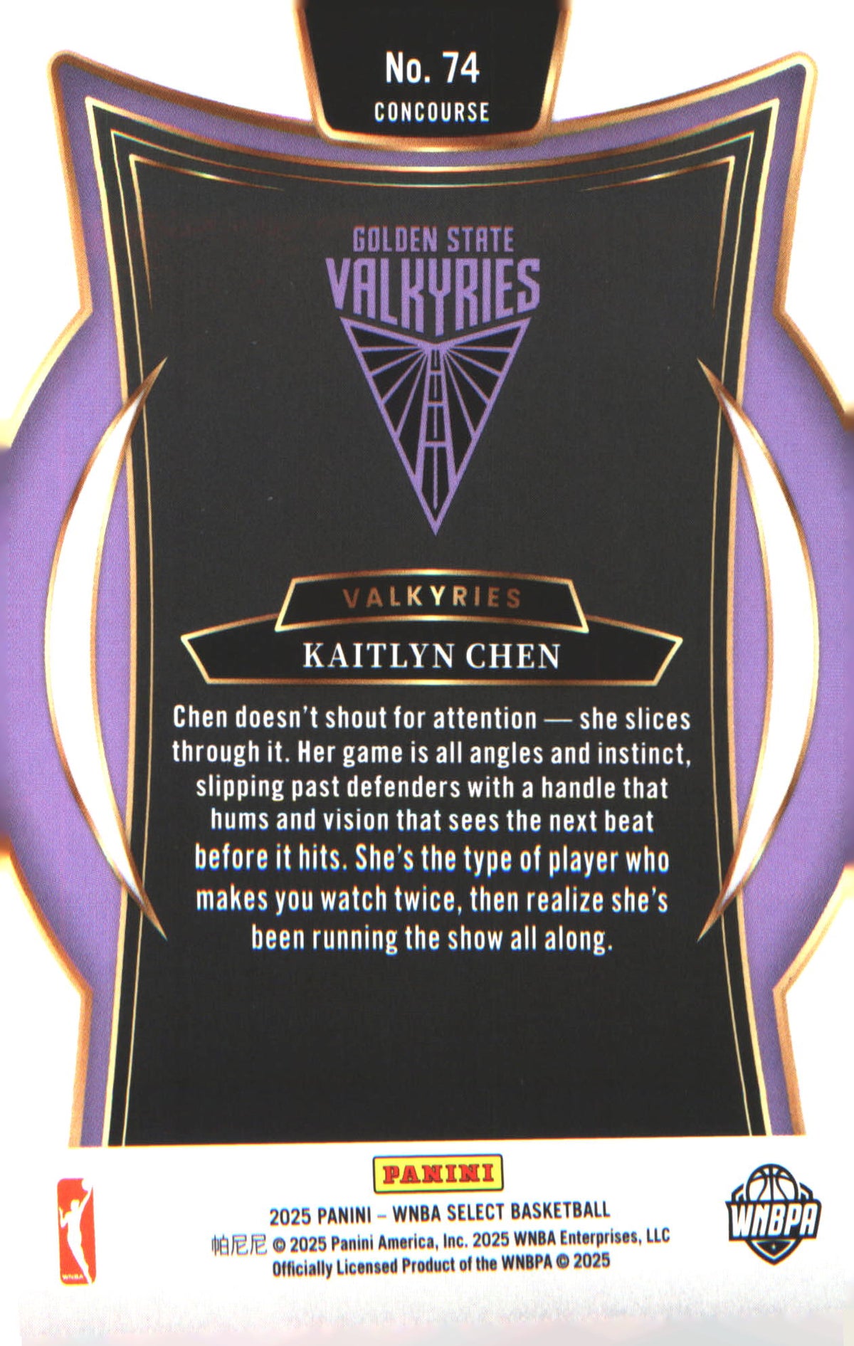 2025 Panini Select WNBA #74 Kaitlyn Chen Rookie RC - Veteran Sports Cards FL