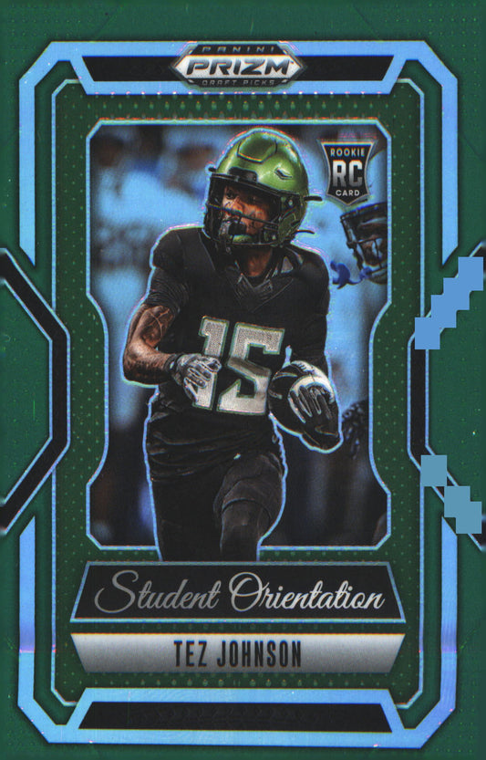 2025 Panini Prizm Draft Picks Student Orientation Green #22 Tez Johnson - Veteran Sports Cards FL