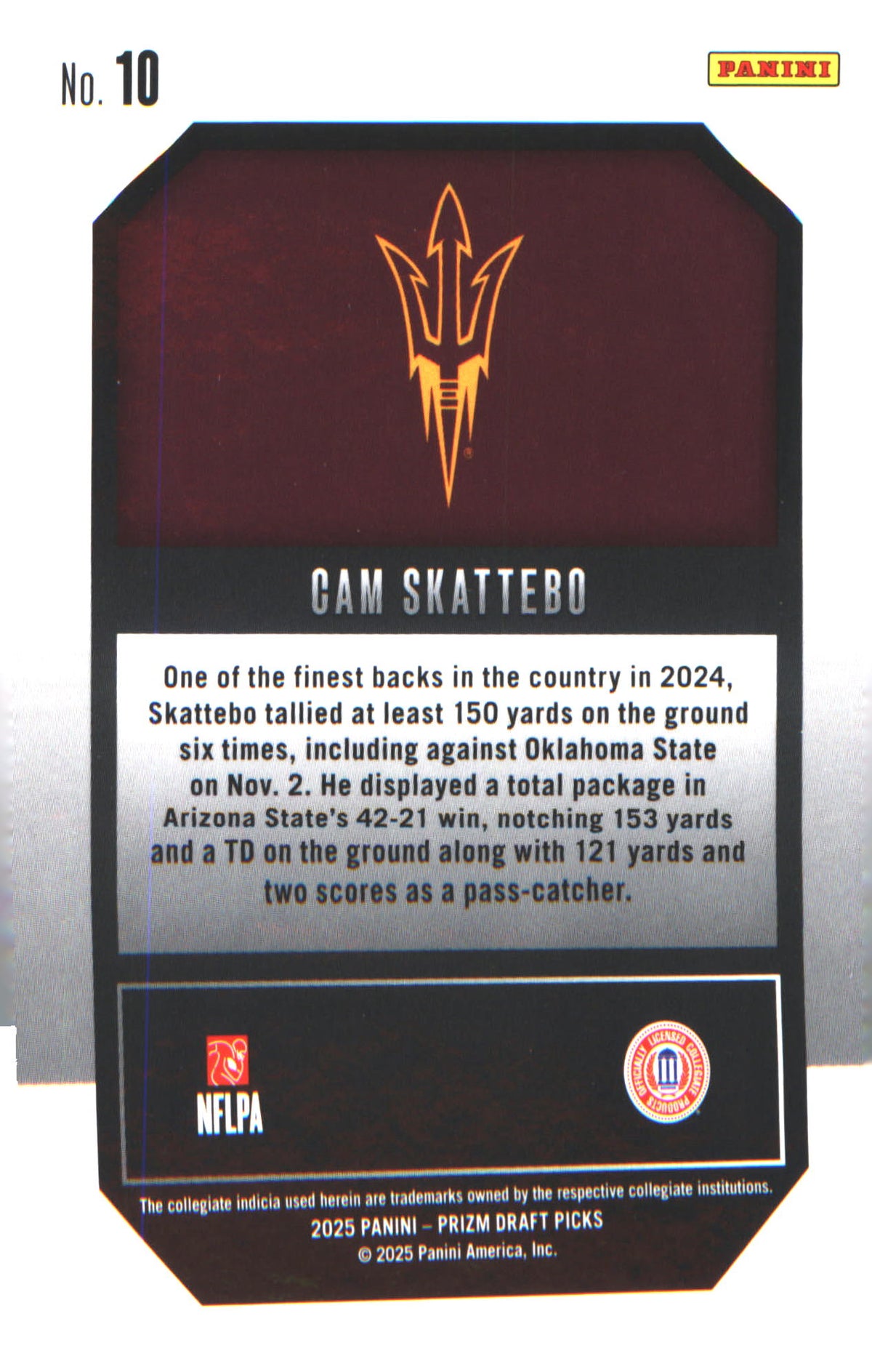 2025 Panini Prizm Draft Picks New Recruits #10 Cam Skattebo - Veteran Sports Cards FL