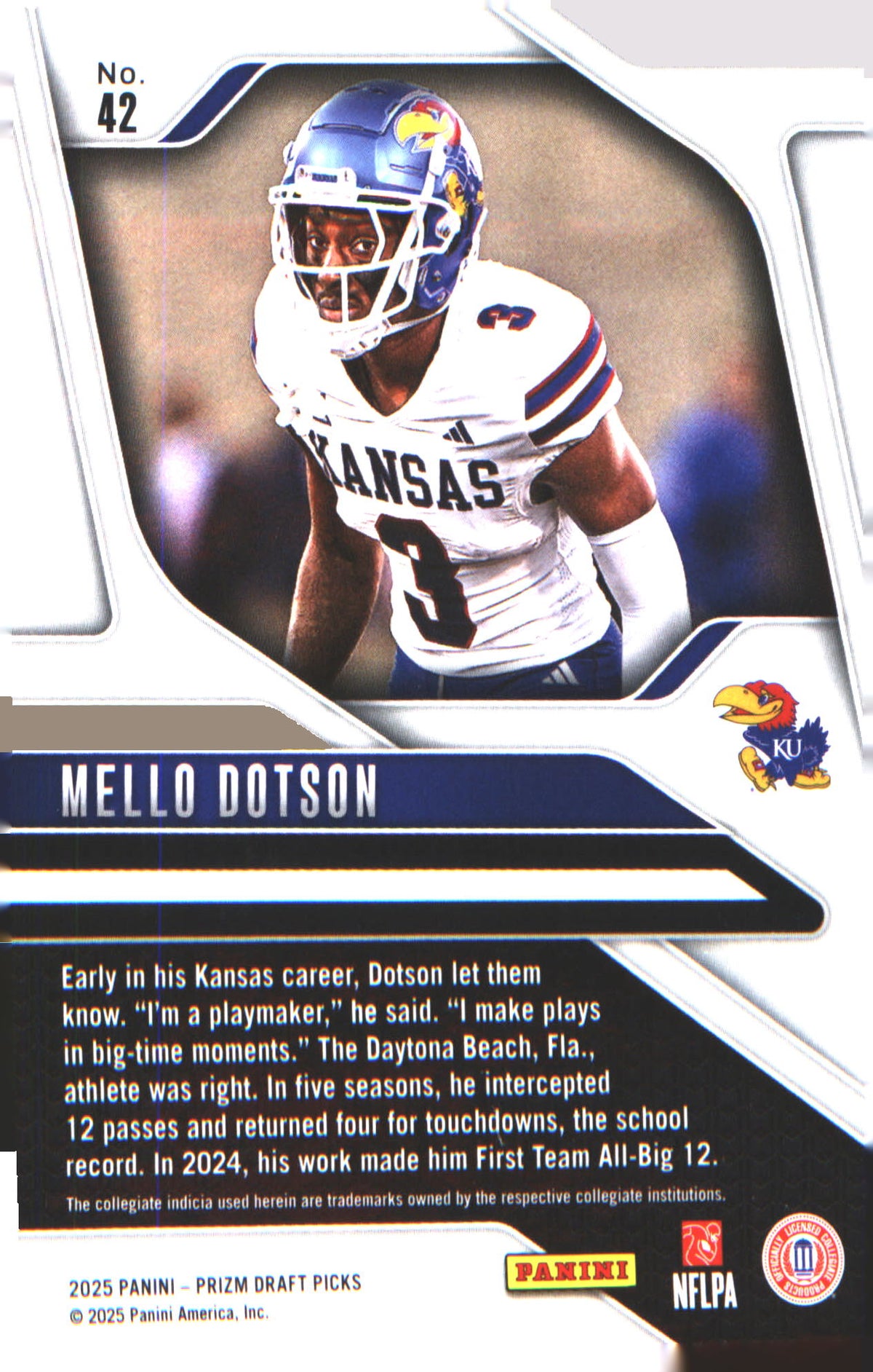 2025 Panini Prizm Draft Picks #42 Mello Dotson - Veteran Sports Cards FL