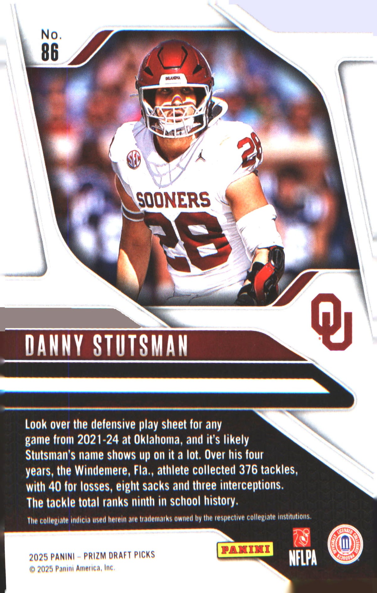 2025 Panini Prizm Draft Picks #86 Danny Stutsman - Veteran Sports Cards FL