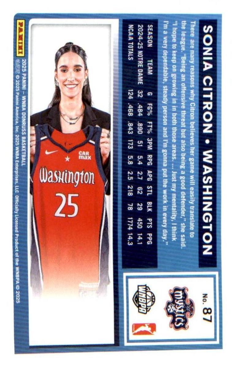 2025 Donruss WNBA Holo #87 Sonia Citron - Veteran Sports Cards FL