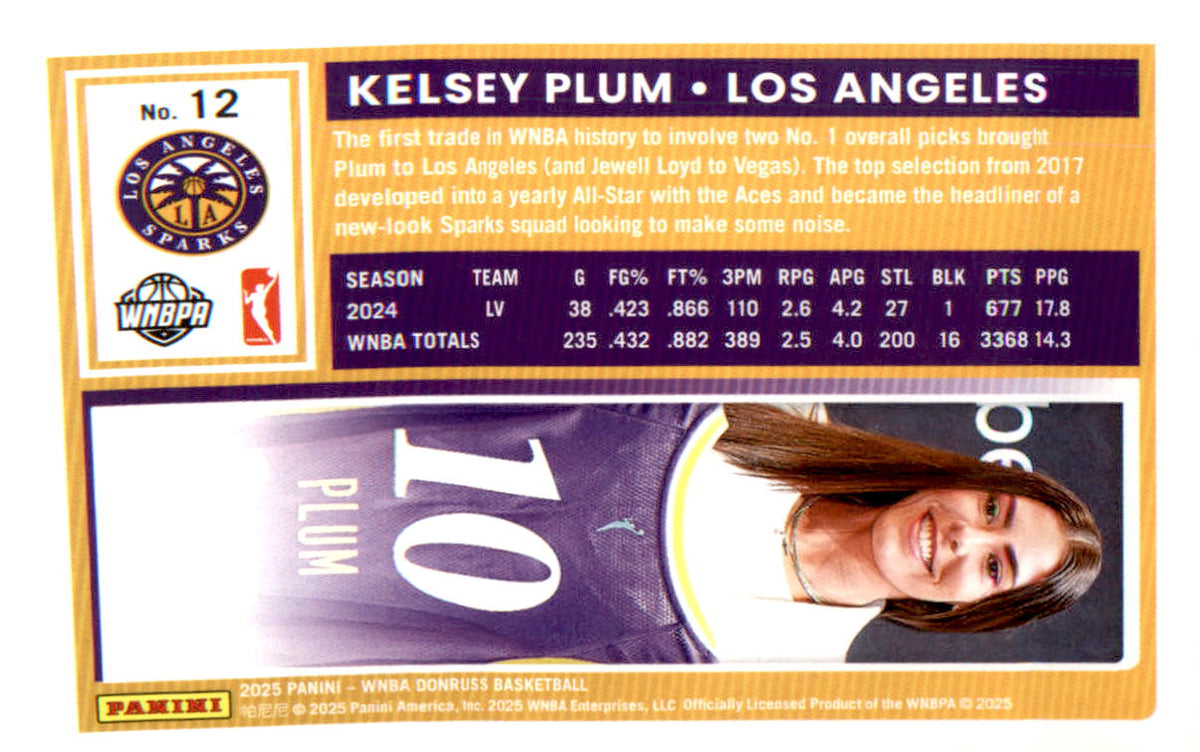 2025 Donruss WNBA Holo #12 Kelsey Plum - Veteran Sports Cards FL