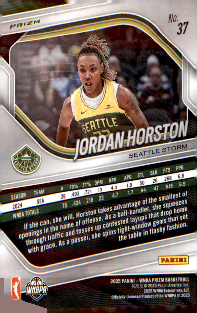 2025 Panini Prizm WNBA Silver Prizms #37 Jordan Horston - Veteran Sports Cards FL