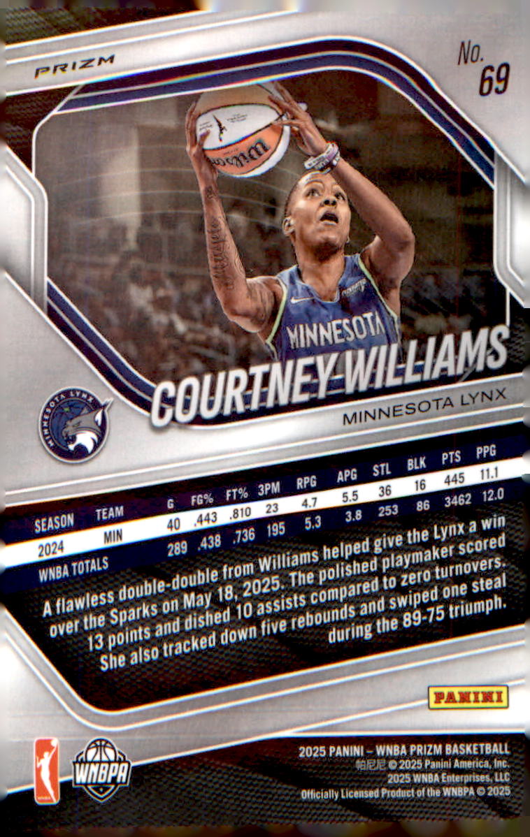 2025 Panini Prizm WNBA Silver Prizms #69 Courtney Williams - Veteran Sports Cards FL
