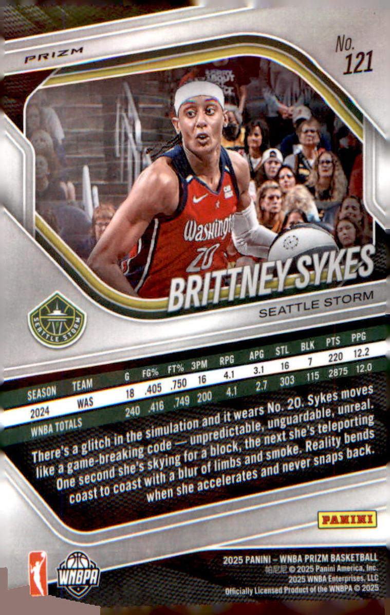 2025 Panini Prizm WNBA Silver Prizms #121 Brittney Sykes - Veteran Sports Cards FL