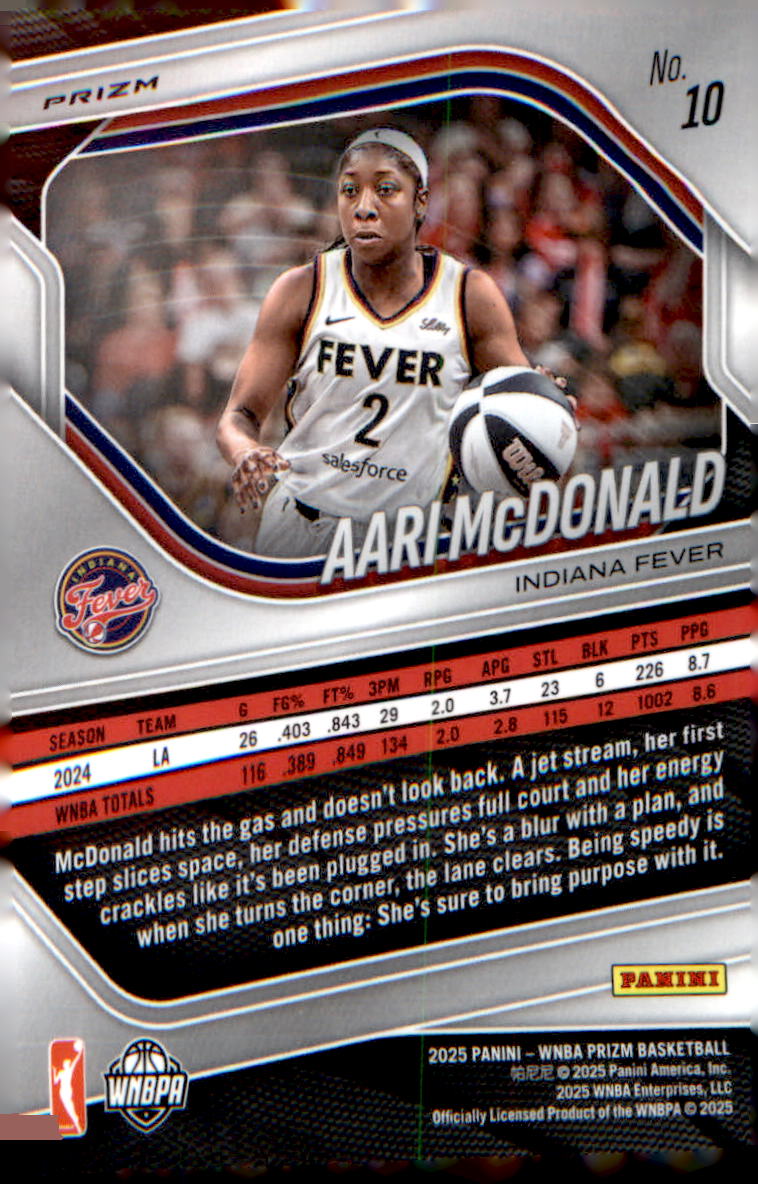 2025 Panini Prizm WNBA White Seismic Prizms #10 Aari McDonald - Veteran Sports Cards FL