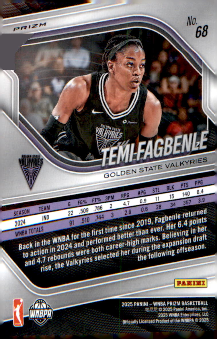 2025 Panini Prizm WNBA White Seismic Prizms #68 Temi Fagbenle - Veteran Sports Cards FL