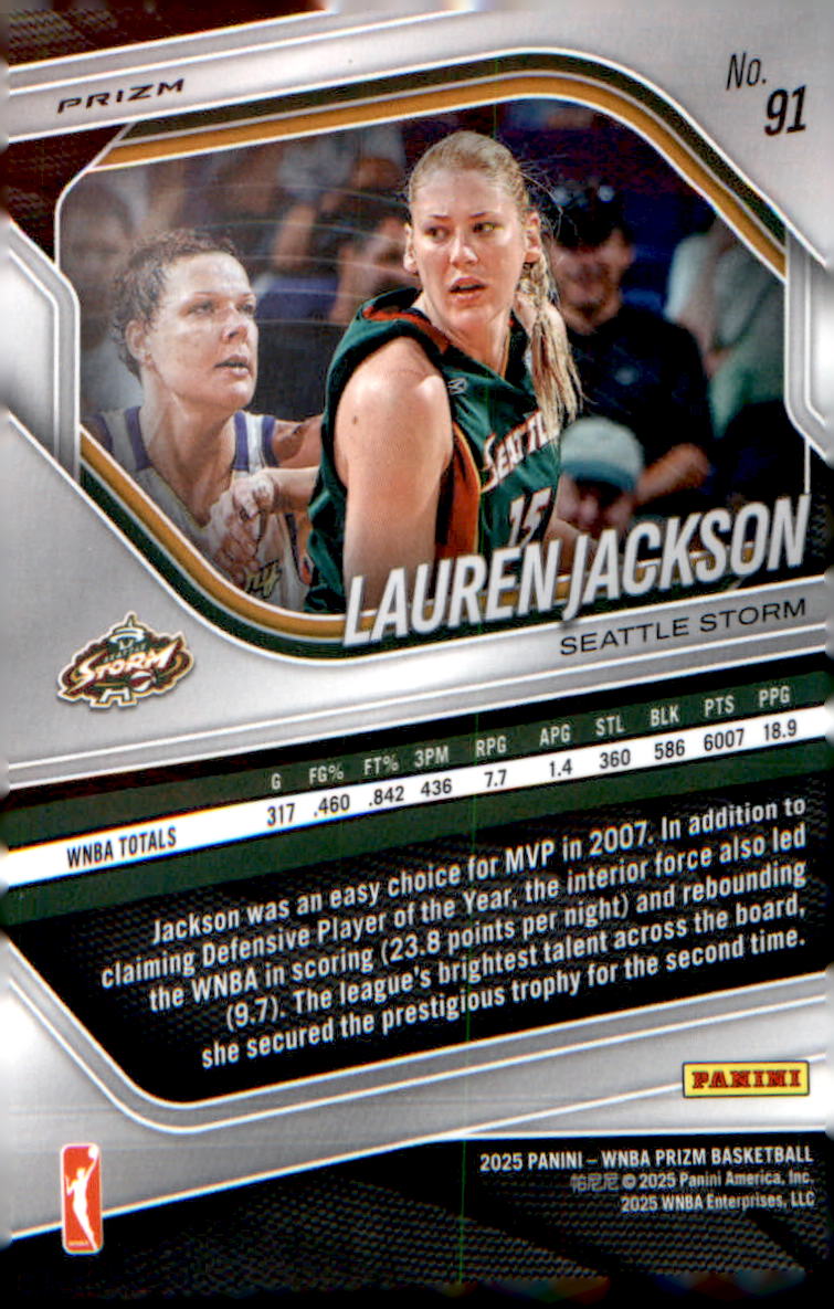 2025 Panini Prizm WNBA White Seismic Prizms #91 Lauren Jackson - Veteran Sports Cards FL