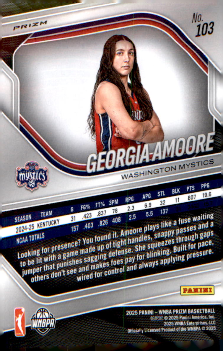 2025 Panini Prizm WNBA White Seismic Prizms #103 Georgia Amoore - Veteran Sports Cards FL