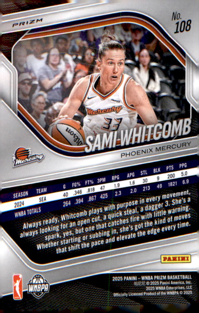 2025 Panini Prizm WNBA White Seismic Prizms #108 Sami Whitcomb - Veteran Sports Cards FL