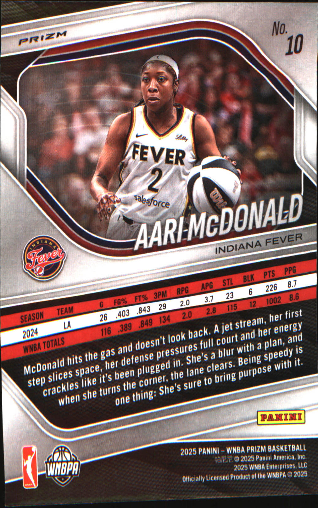 2025 Panini Prizm WNBA Green Prizms #10 Aari McDonald - Veteran Sports Cards FL