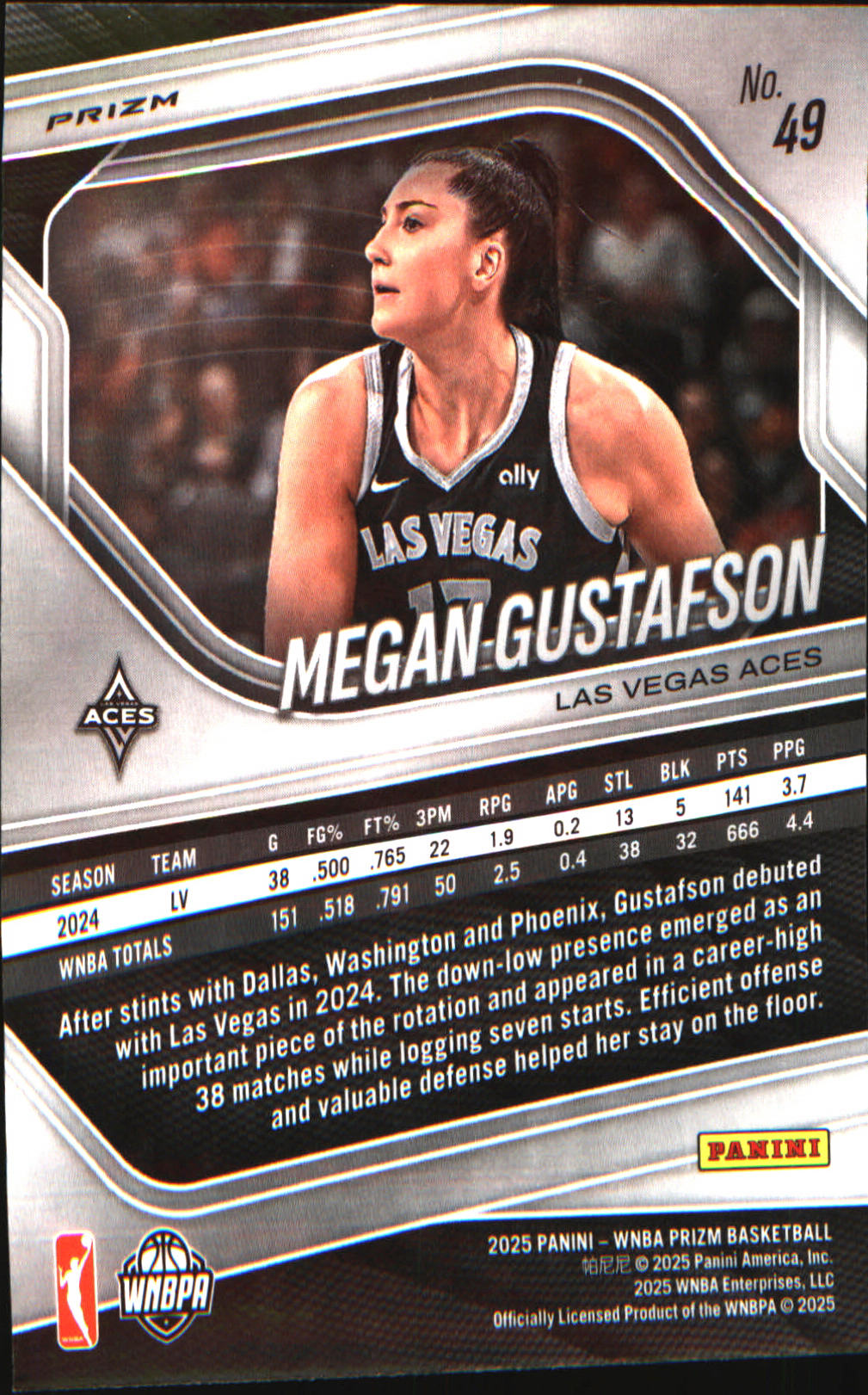 2025 Panini Prizm WNBA Green Prizms #49 Megan Gustafson - Veteran Sports Cards FL