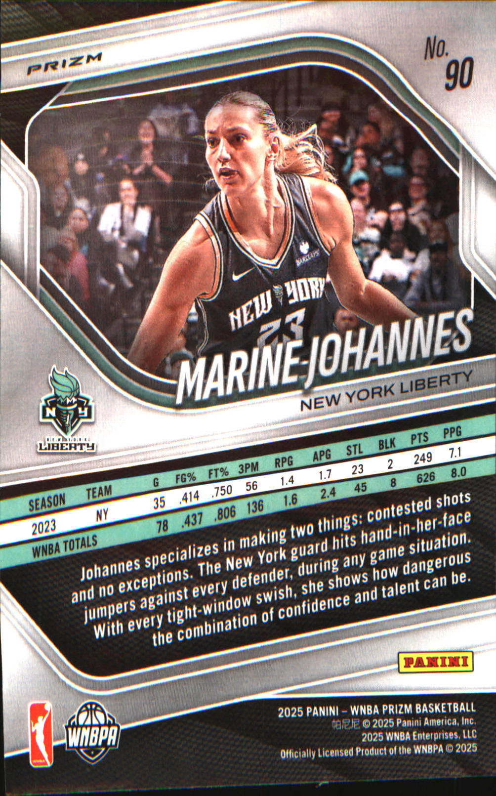 2025 Panini Prizm WNBA Green Prizms #90 Marine Johannes - Veteran Sports Cards FL