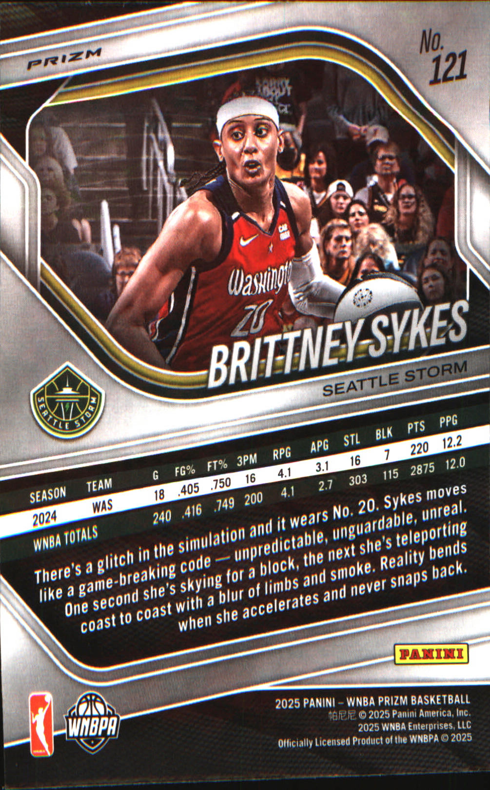 2025 Panini Prizm WNBA Green Prizms #121 Brittney Sykes - Veteran Sports Cards FL