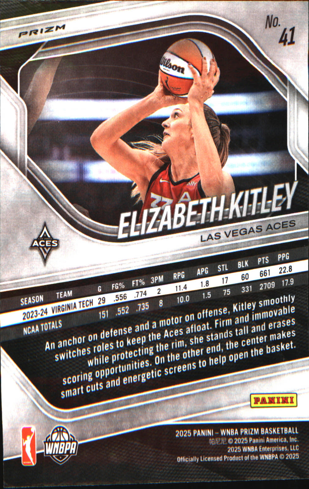 2025 Panini Prizm WNBA Blue Velocity Prizms #41 Elizabeth Kitley - Veteran Sports Cards FL