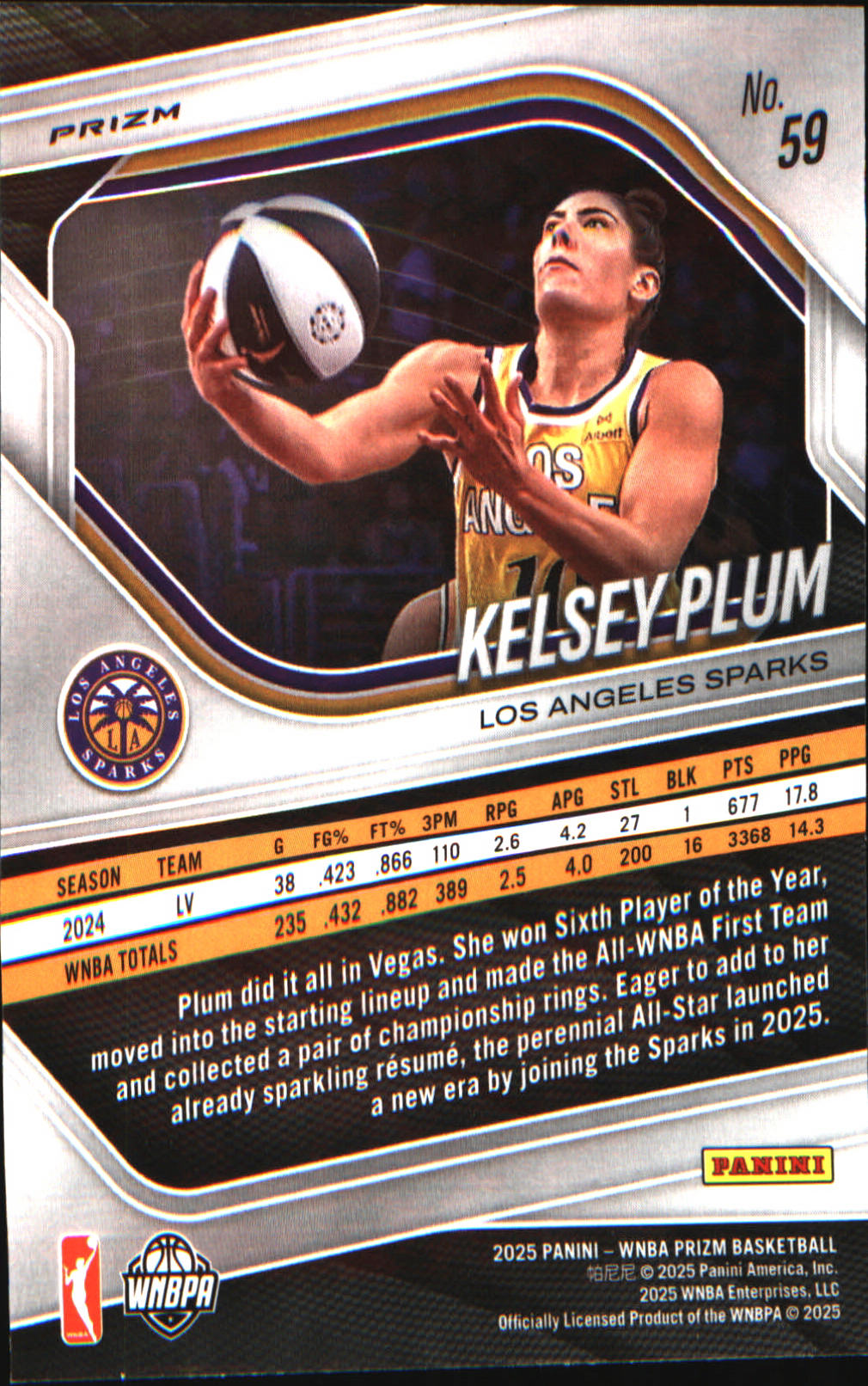 2025 Panini Prizm WNBA Blue Velocity Prizms #59 Kelsey Plum - Veteran Sports Cards FL