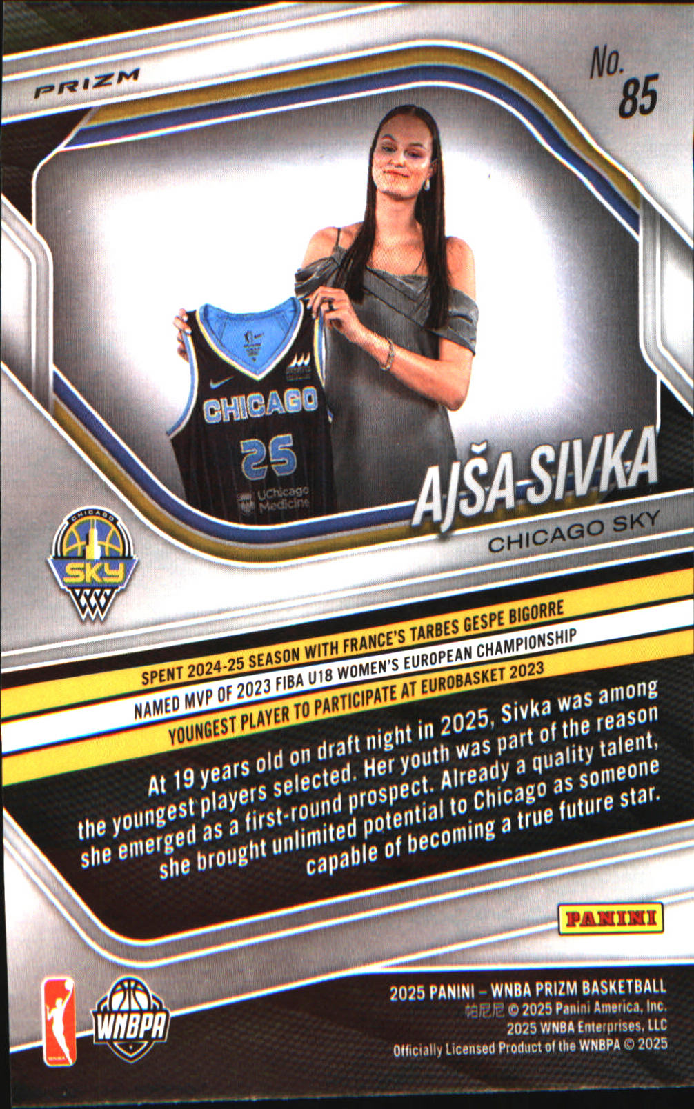 2025 Panini Prizm WNBA Blue Velocity Prizms #85 Ajsa Sivka - Veteran Sports Cards FL