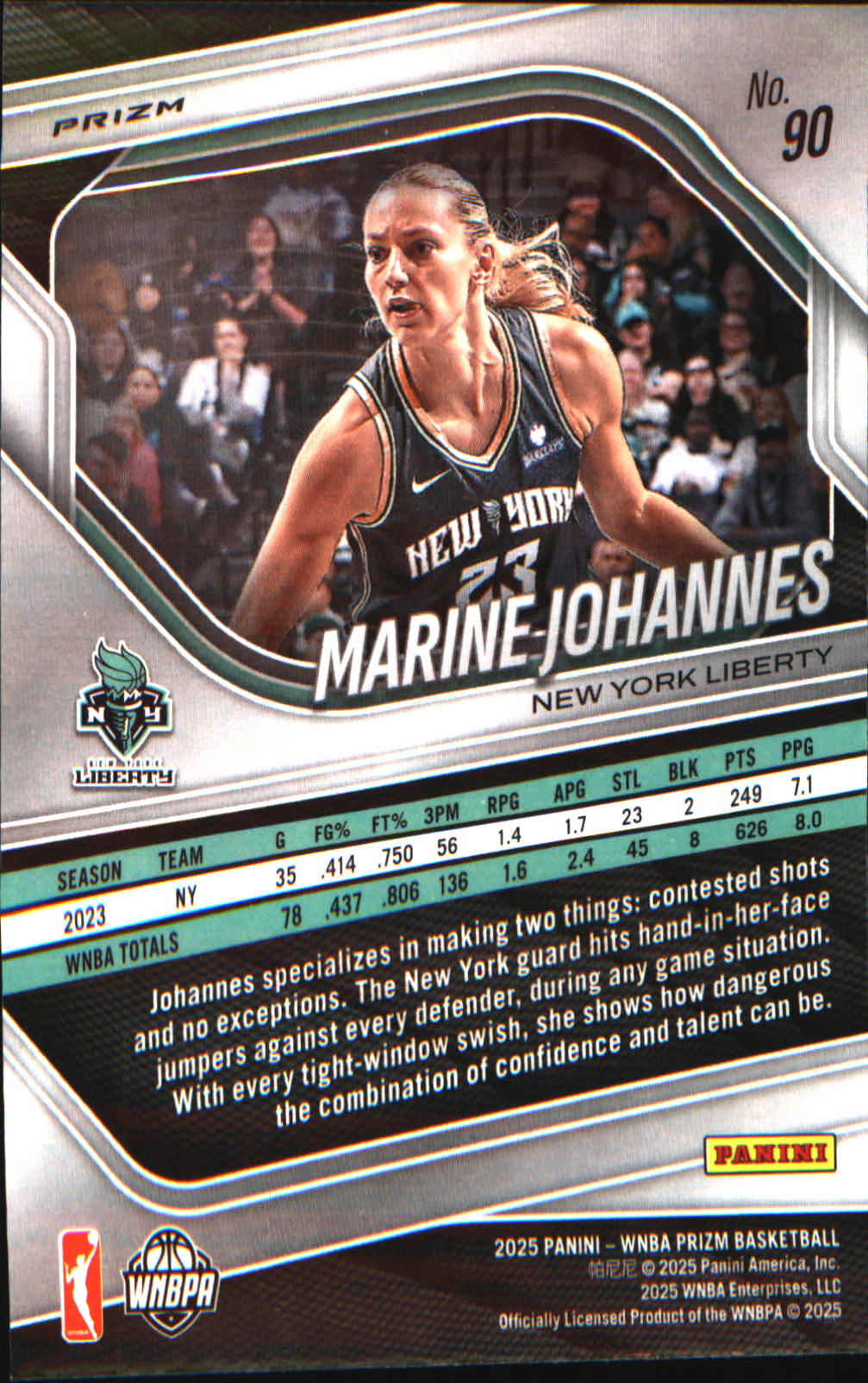 2025 Panini Prizm WNBA Blue Velocity Prizms #90 Marine Johannes - Veteran Sports Cards FL