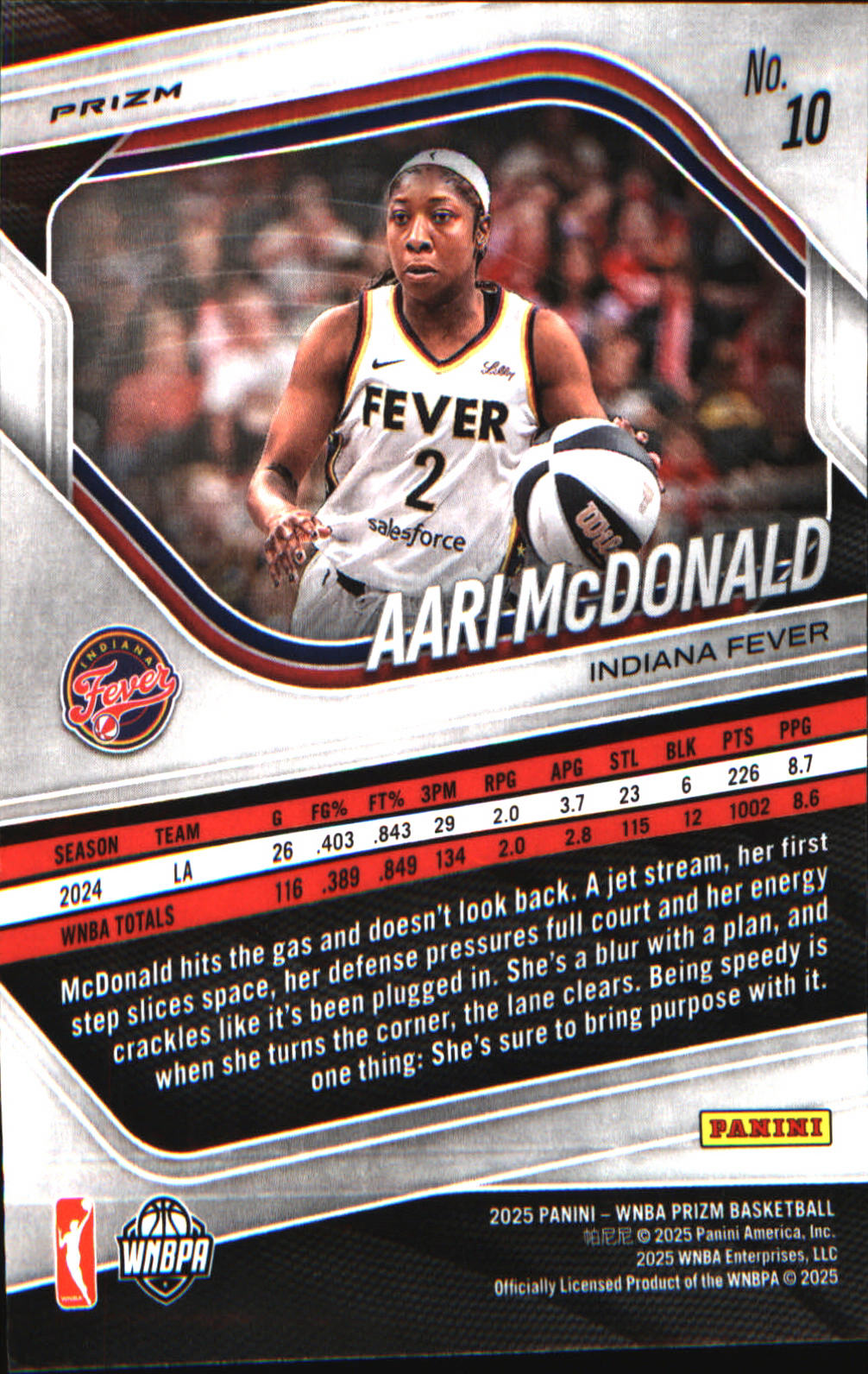 2025 Panini Prizm WNBA Ice Prizm #10 Aari McDonald - Veteran Sports Cards FL