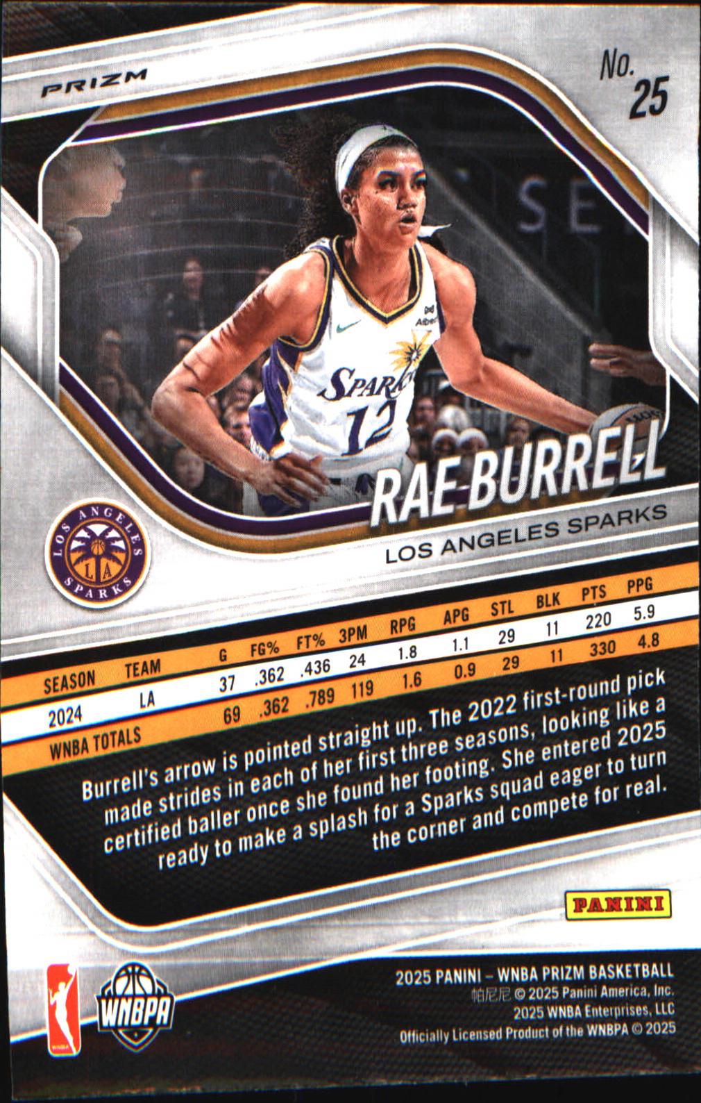 2025 Panini Prizm WNBA Ice Prizm #25 Rae Burrell - Veteran Sports Cards FL
