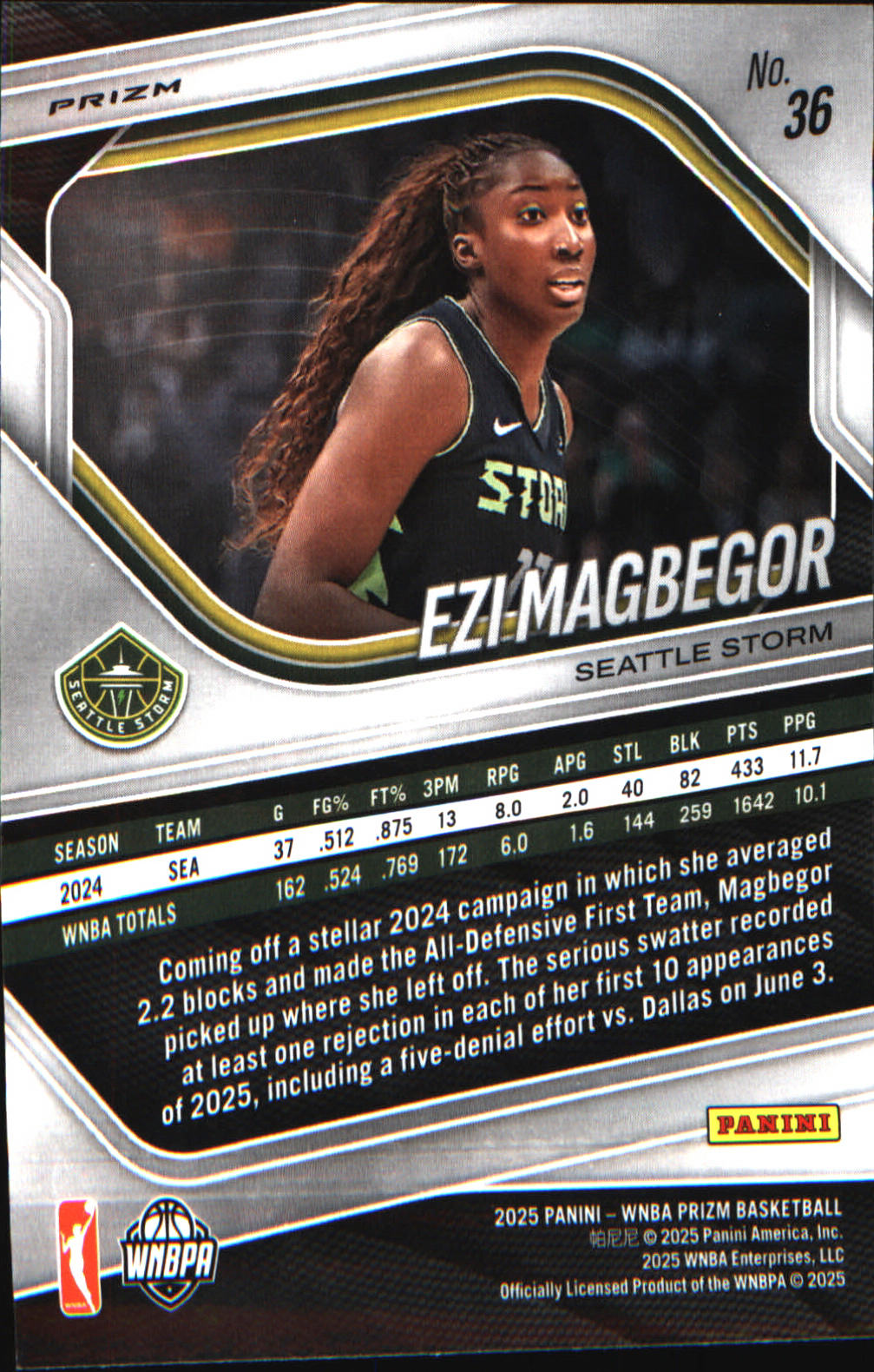 2025 Panini Prizm WNBA Ice Prizm #36 Ezi Magbegor - Veteran Sports Cards FL