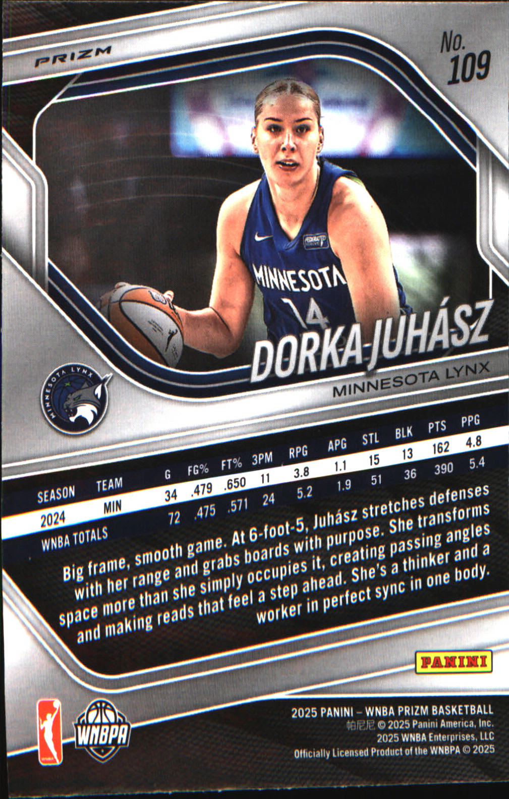 2025 Panini Prizm WNBA Ice Prizm #109 Dorka Juhasz - Veteran Sports Cards FL
