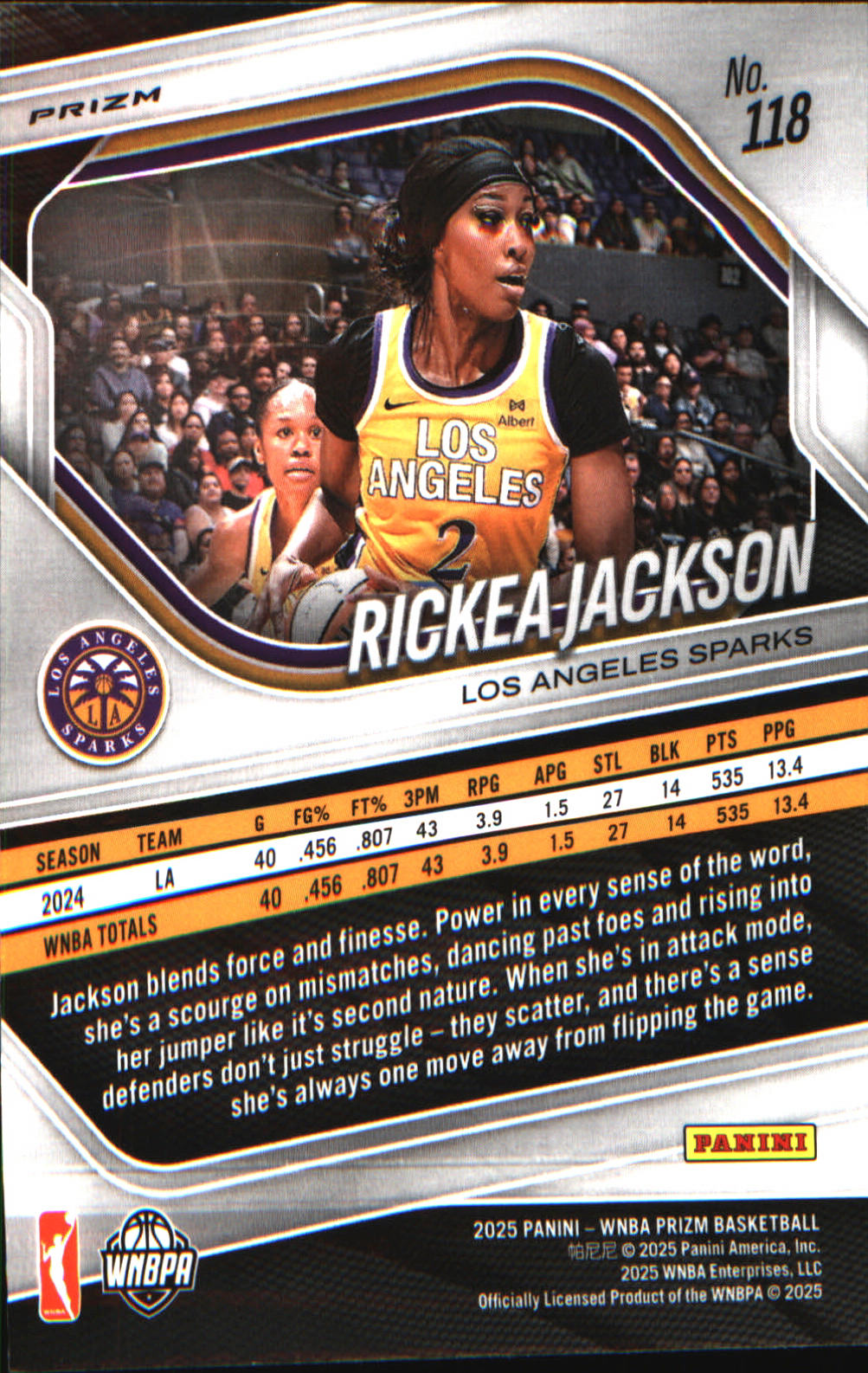 2025 Panini Prizm WNBA Ice Prizm #118 Rickea Jackson - Veteran Sports Cards FL