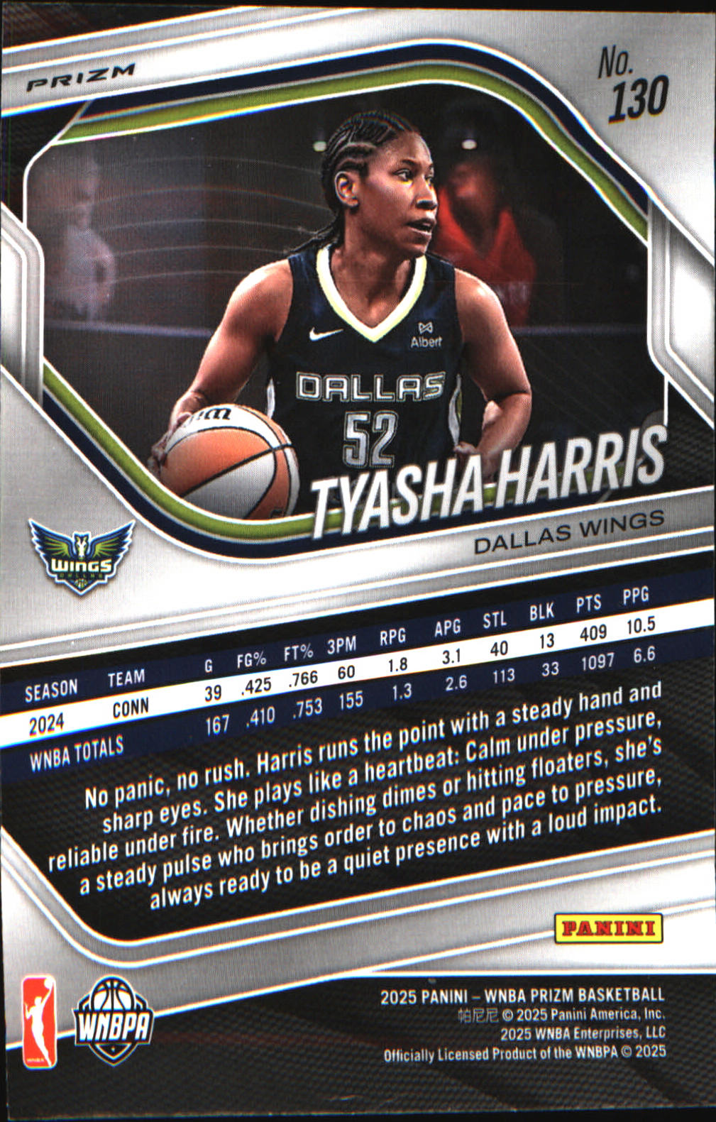 2025 Panini Prizm WNBA Ice Prizm #130 Tyasha Harris - Veteran Sports Cards FL
