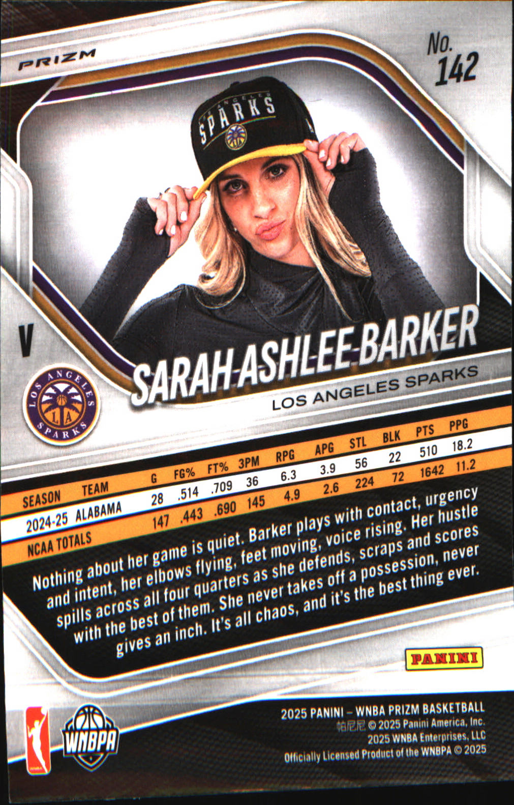 2025 Panini Prizm WNBA Ice Prizm #142 Sarah Ashlee Barker Rookie Rookie - Veteran Sports Cards FL