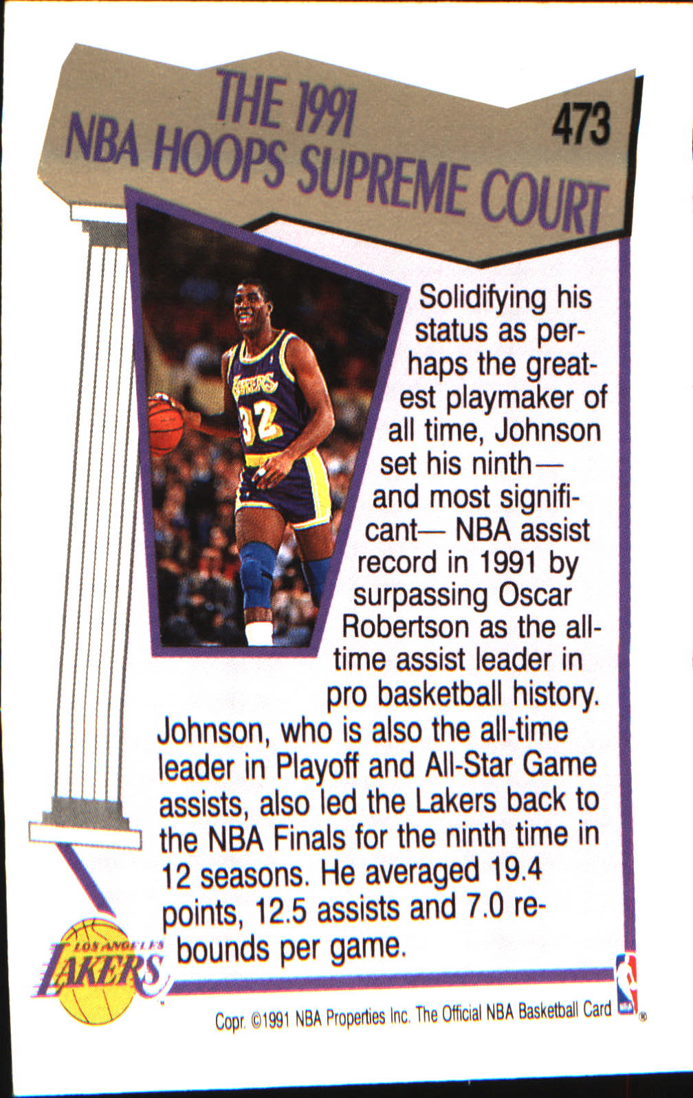 1991-92 Hoops #473 Magic Johnson - Veteran Sports Cards FL