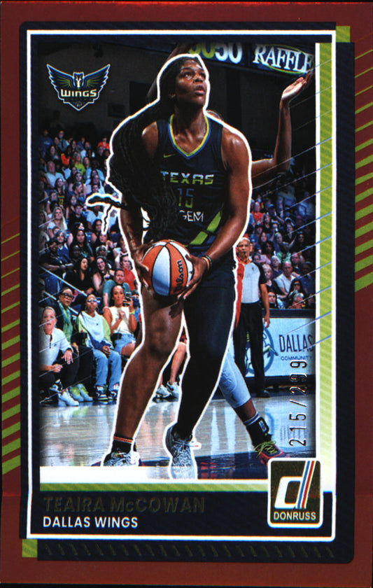 2025 Donruss WNBA Red Holo #57 Teaira McCowan SN #/299 - Veteran Sports Cards FL